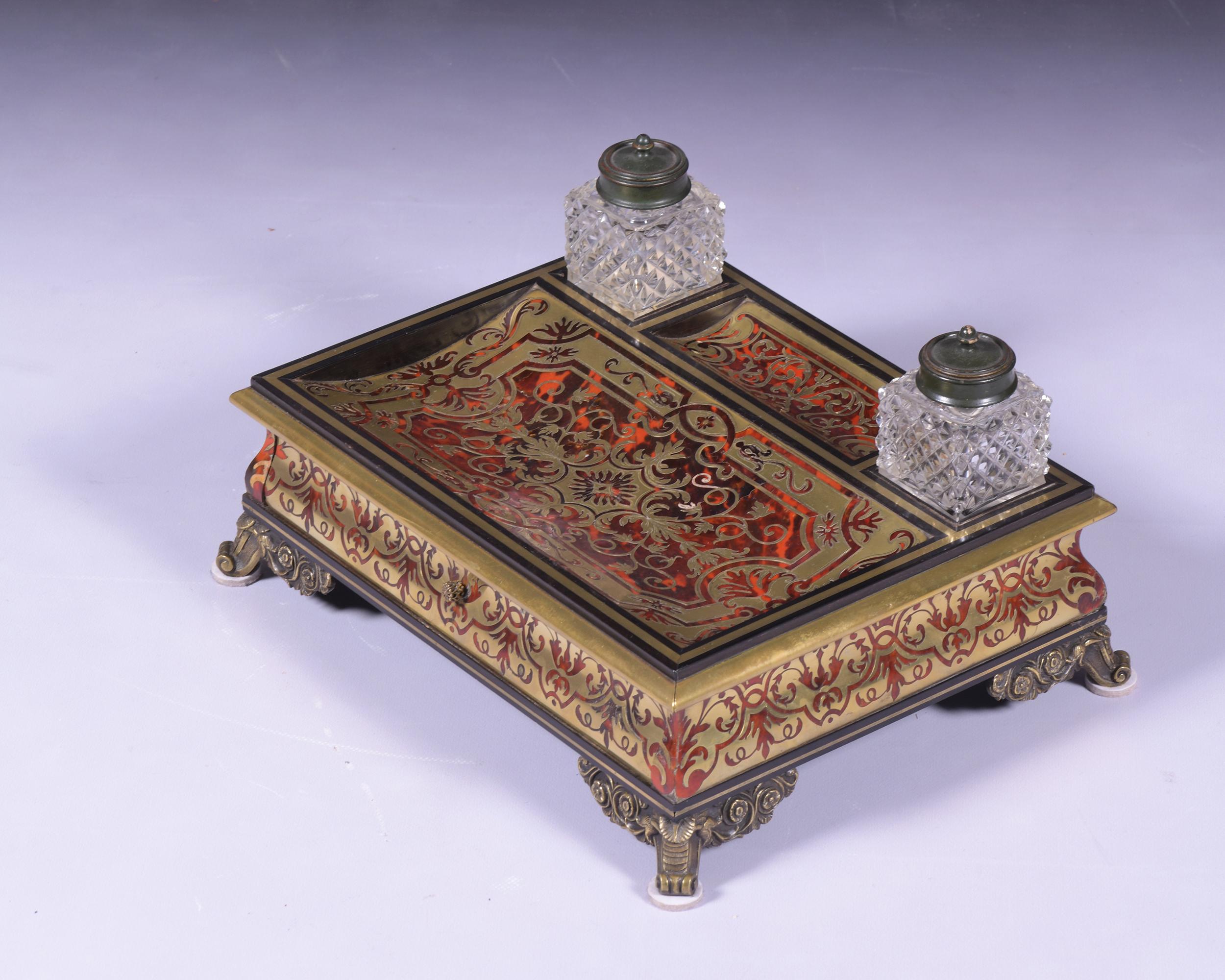 19th Century French Boulle Inkwell of Large Proportions For Sale 1