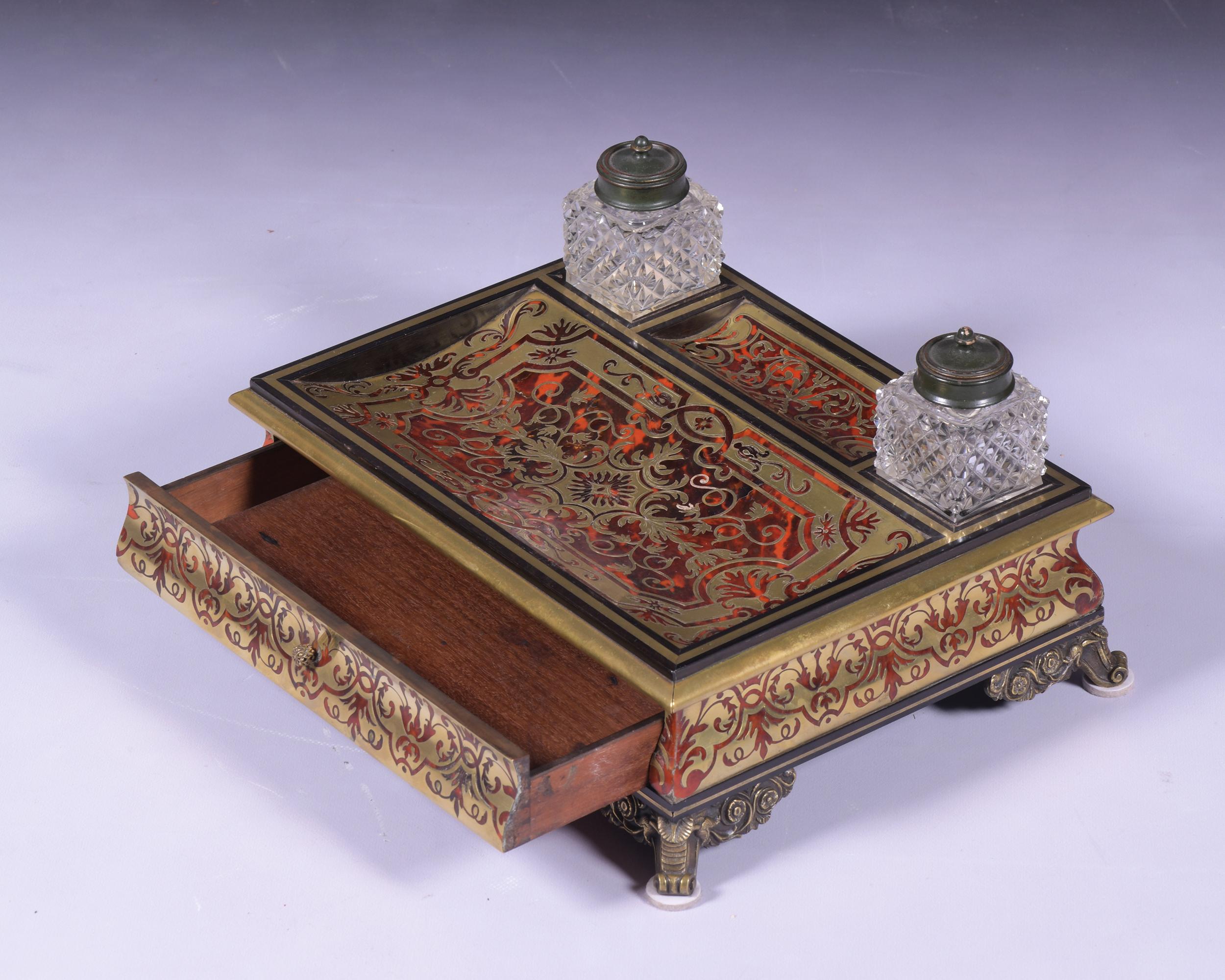 19th Century French Boulle Inkwell of Large Proportions For Sale 2