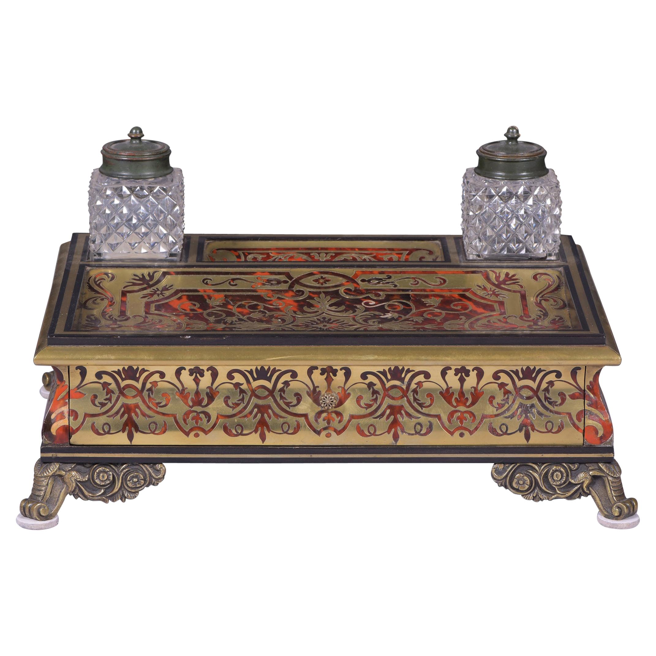19th Century French Boulle Inkwell of Large Proportions