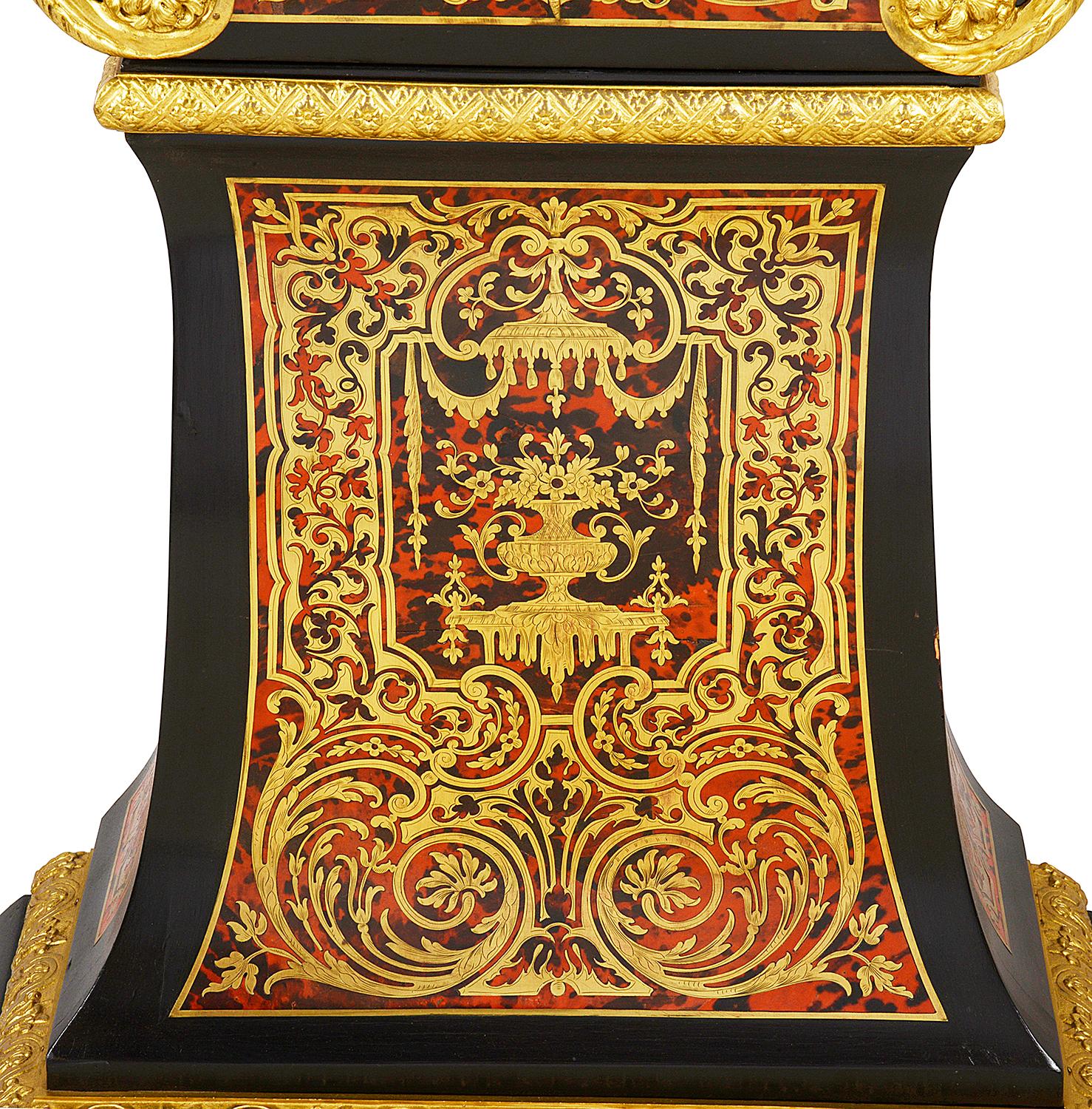 Brass 19th Century French Boulle Longcase Clock For Sale