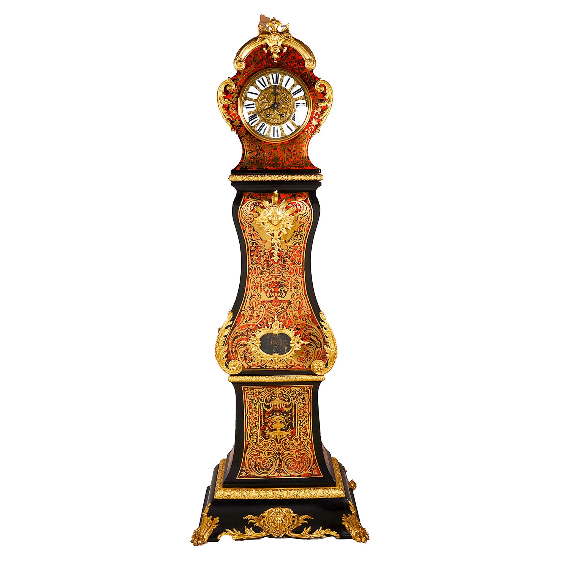 19th Century French Boulle Longcase Clock For Sale