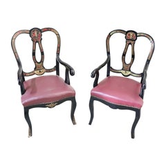 19th Century French Boulle Louis XV Style Pair of Armchair 19th Century French Boulle Louis XV Style Pair of Armchair