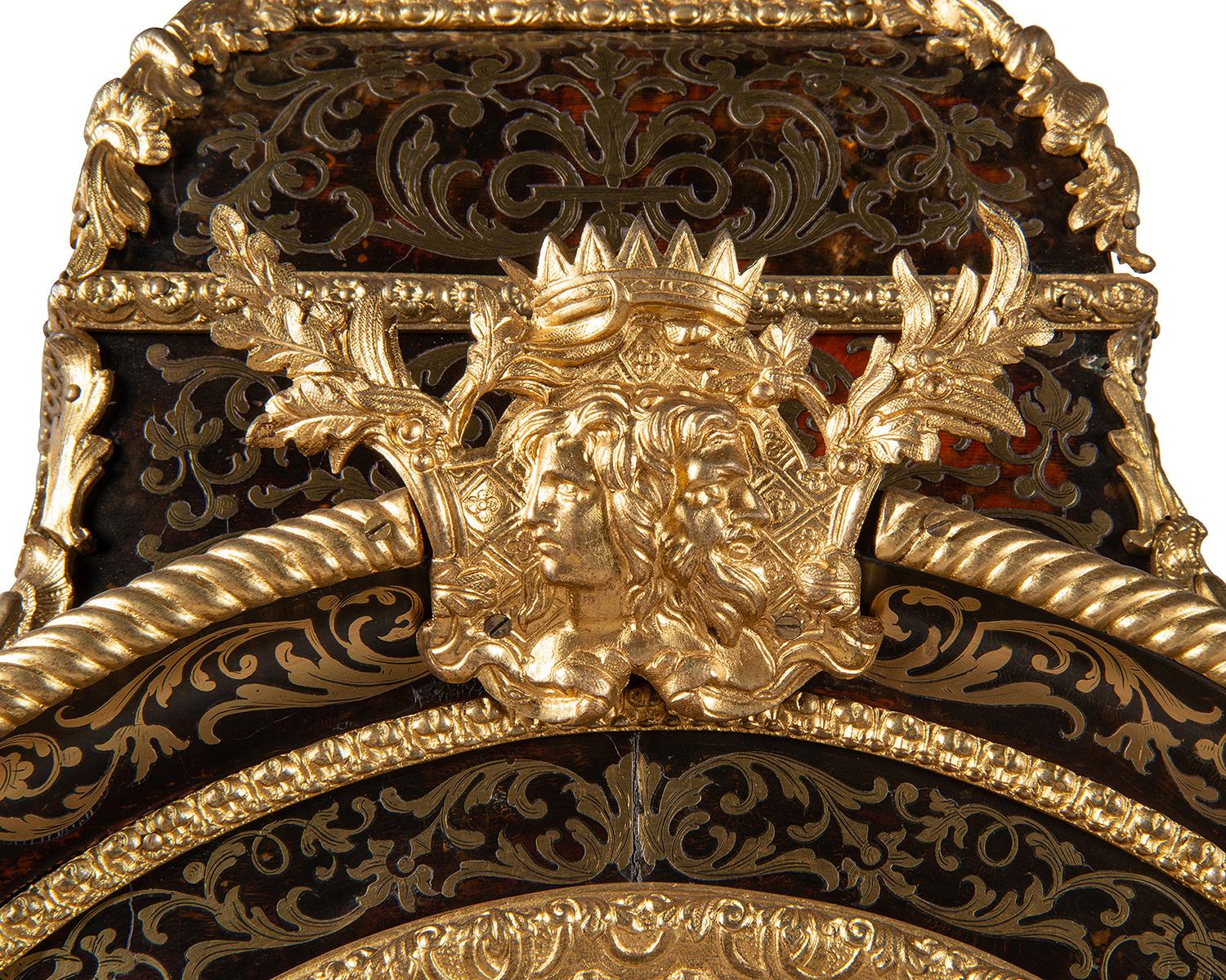19th Century French Boulle Mantel Clock In Good Condition For Sale In Brighton, Sussex