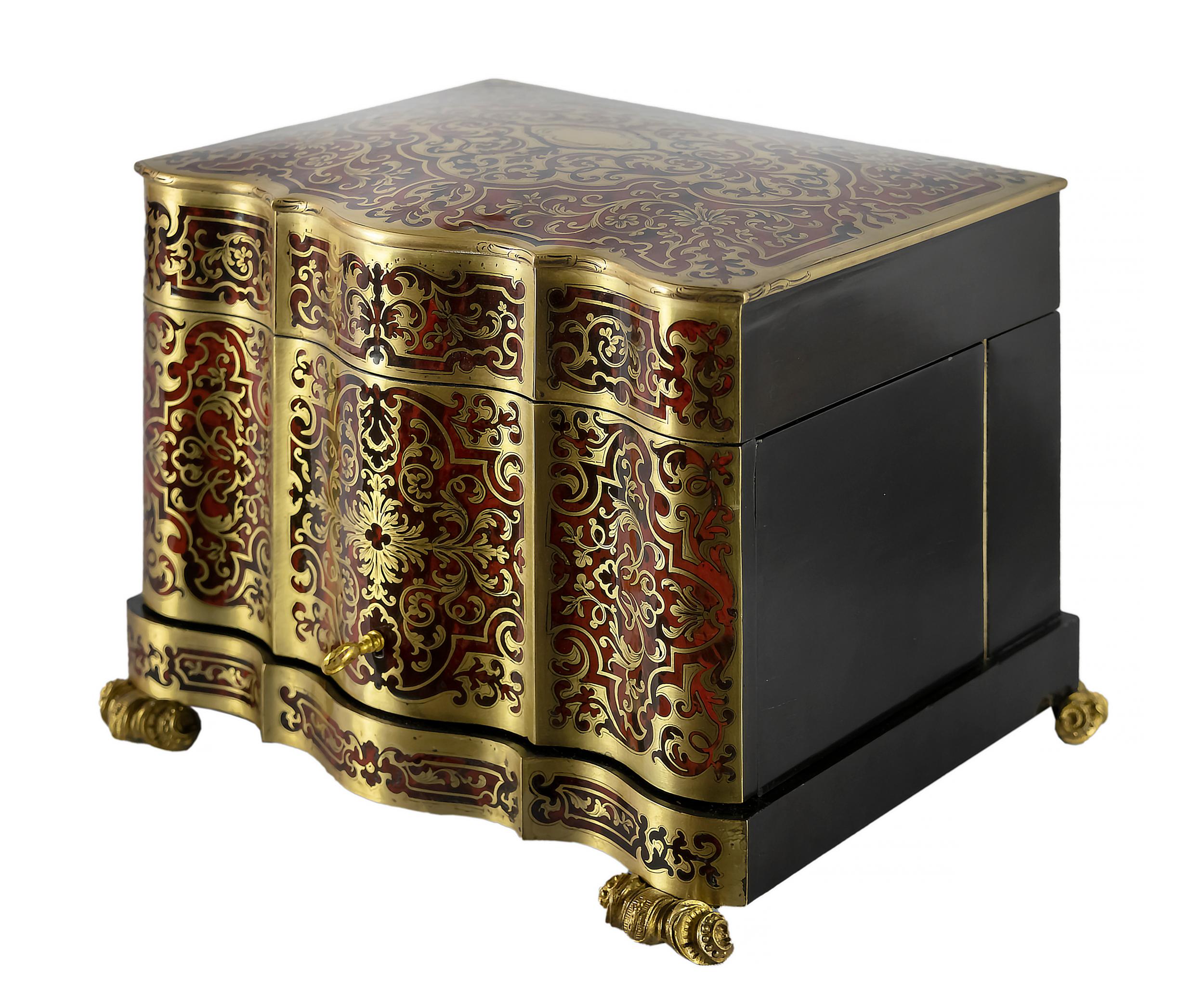 Polished 19th Century French Boulle / Napoleon III Liqueur Cave Box For Sale