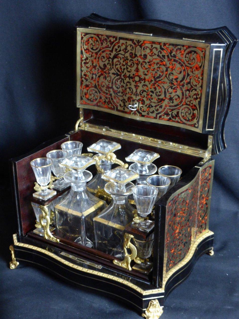 19th Century French Boulle Napoleon III Marquetry Liquor Cellar 4