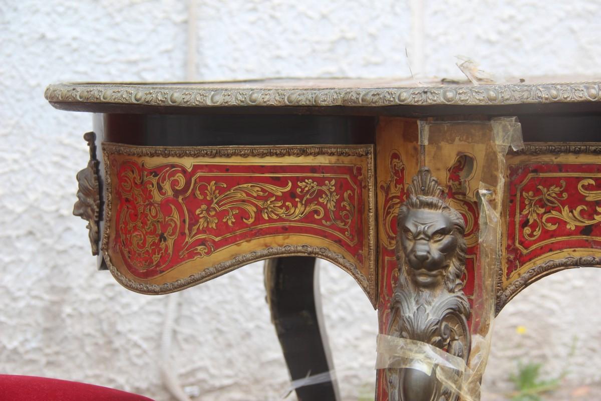 19th Century French Boulle Set Desk Cabinet and Chairs Andre Charles Boulle 3