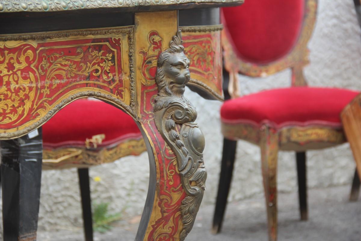 19th Century French Boulle Set Desk Cabinet and Chairs Andre Charles Boulle 12