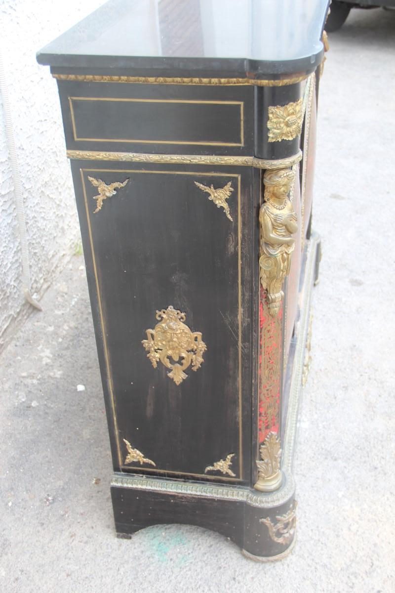 19th Century French Boulle Set Desk Cabinet and Chairs Andre Charles Boulle In Fair Condition In Palermo, Sicily