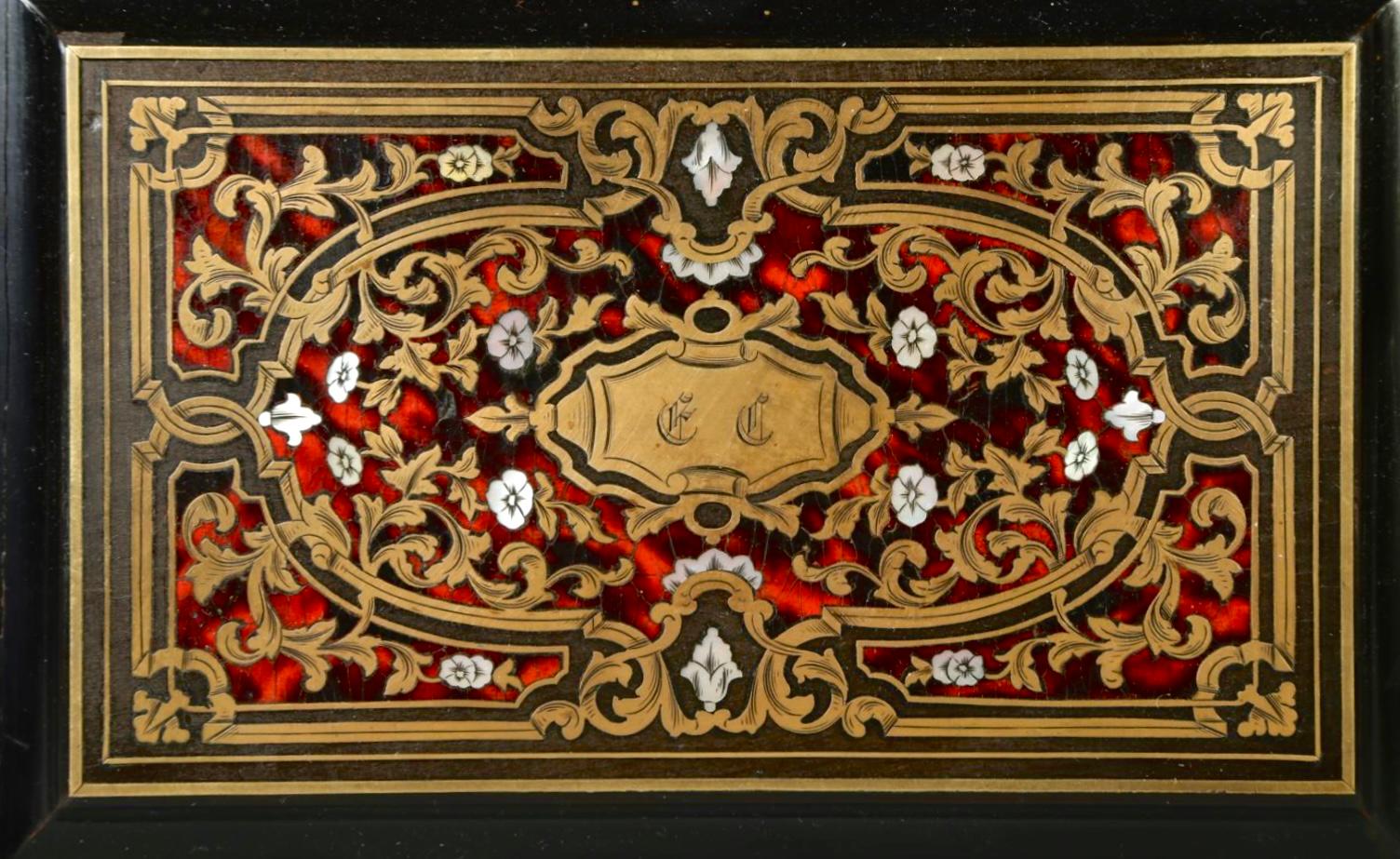 19. Jahrhundert Französisch Boulle Sewing Duft Necessaire Box (Ebonisiert) im Angebot