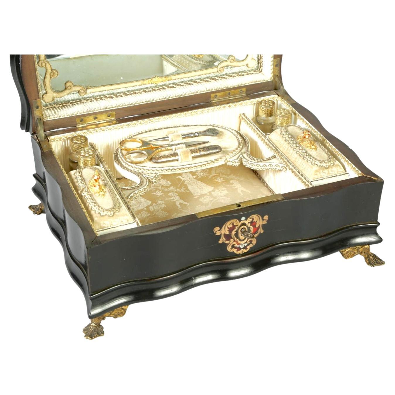 19. Jahrhundert Französisch Boulle Sewing Duft Necessaire Box (Holz) im Angebot