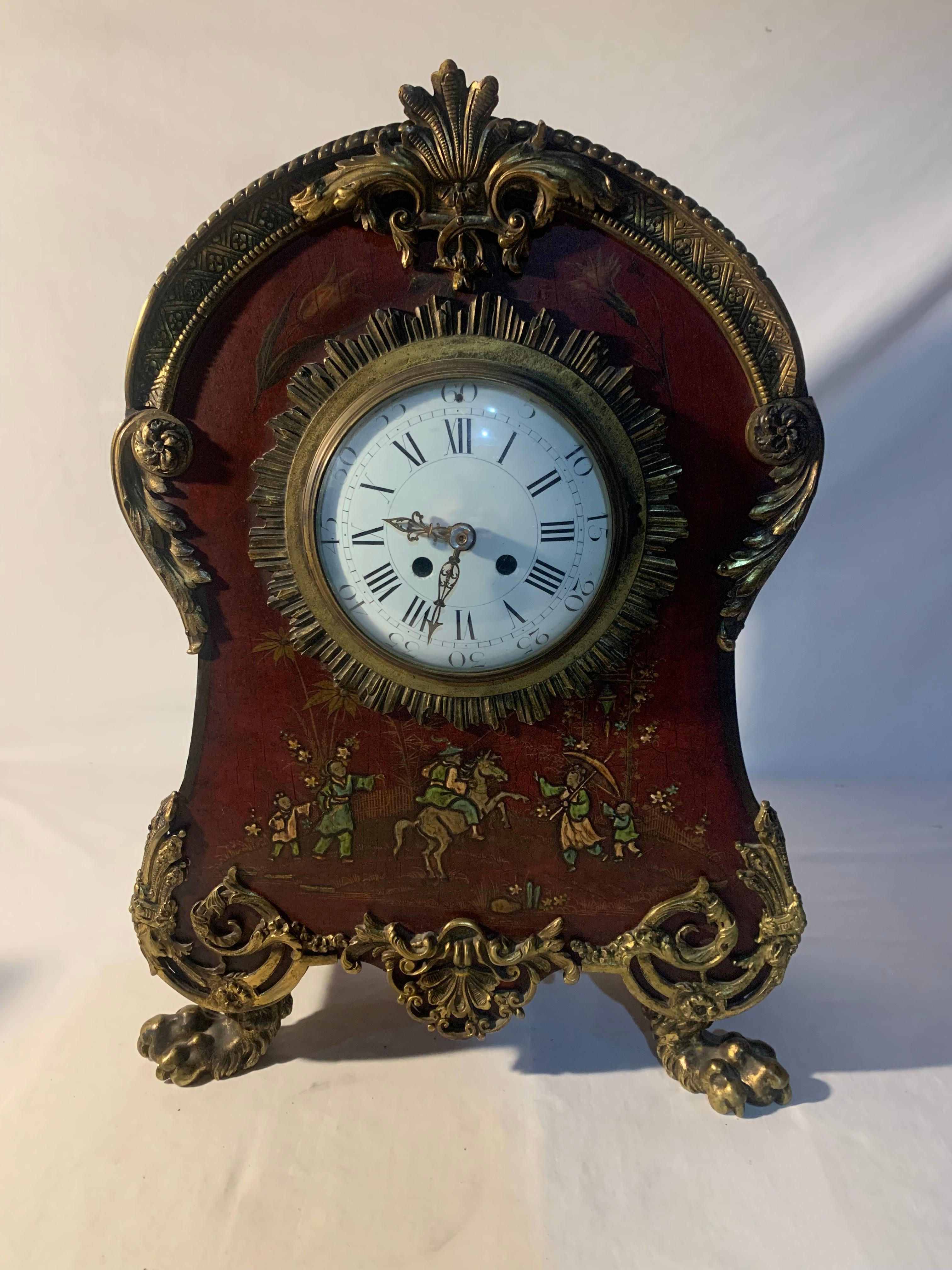 Gilt 19th Century French Bracket Clock on Stand For Sale