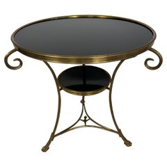19th Century French Brass and Black Marble Gueridon Table
