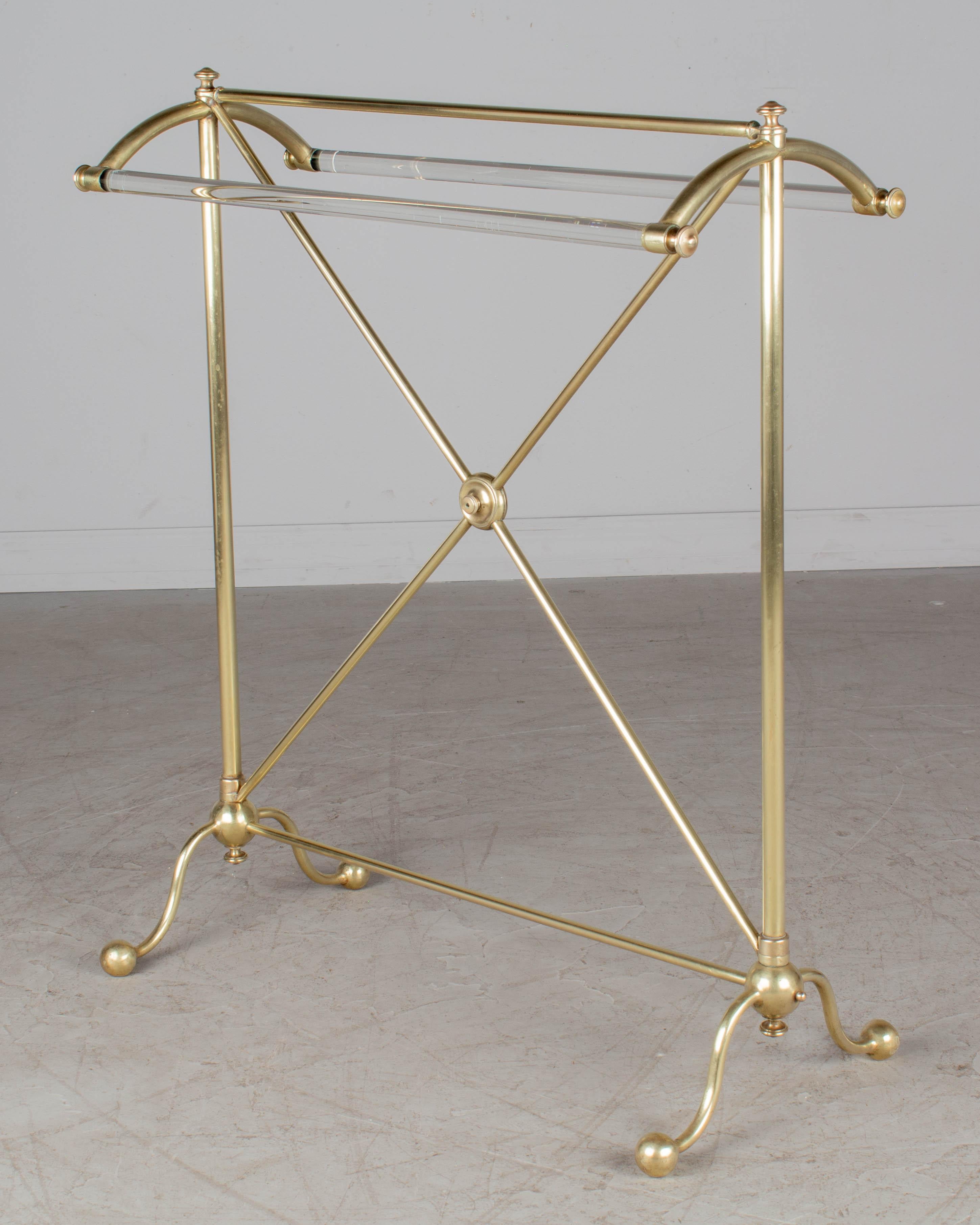 19th Century French Brass and Glass Towel Rail or Rack For Sale 1