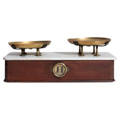 19th Century French Brass and Marble Scale, Antique Scientific Tool