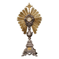 19th Century French Brass and Silver Plated Catholic Church Monstrance