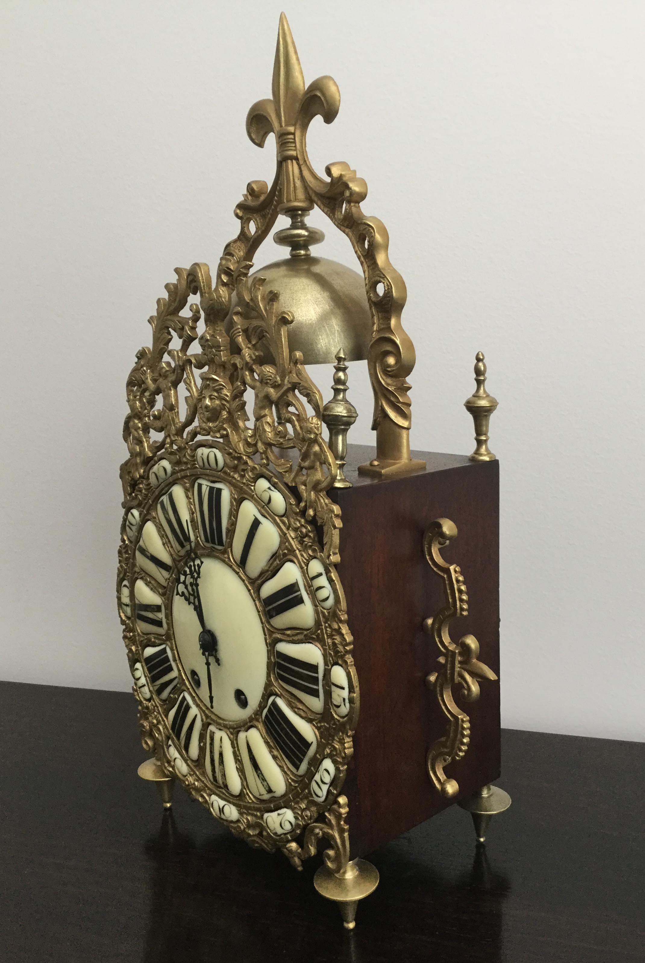 Cast French Brass Chiming Lantern Clock, 19th Century For Sale