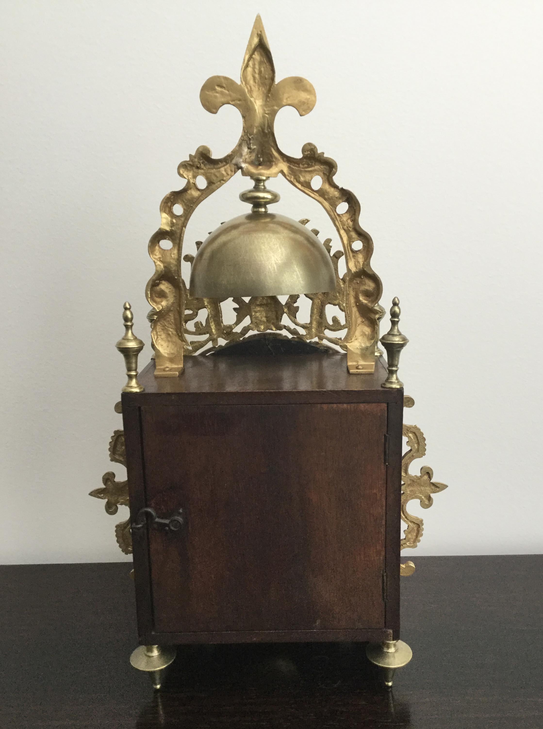 French Brass Chiming Lantern Clock, 19th Century For Sale 1
