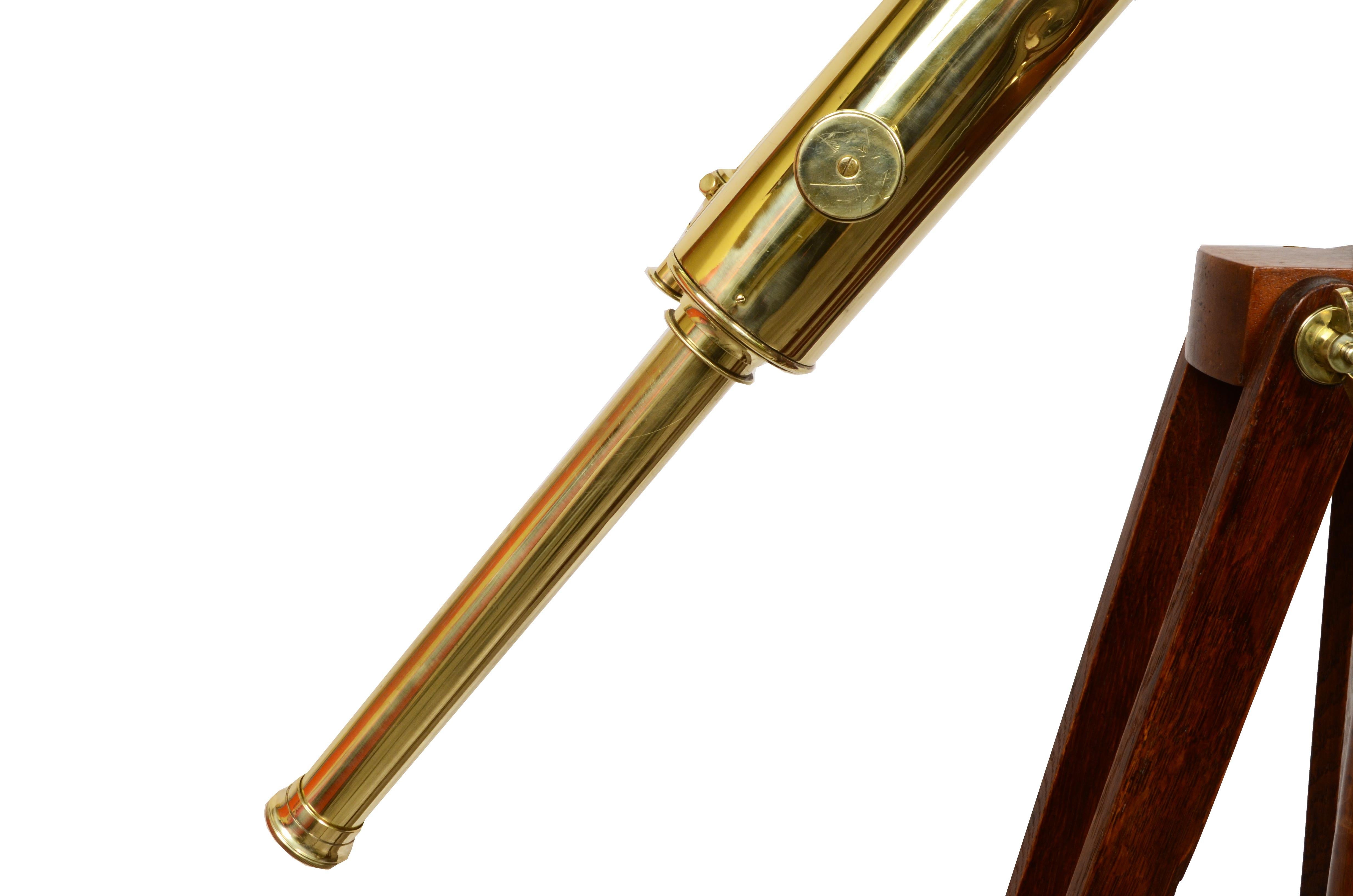 19th Century French Brass Astronomical Telescope Signed Gregoire Opticien Lyon 12