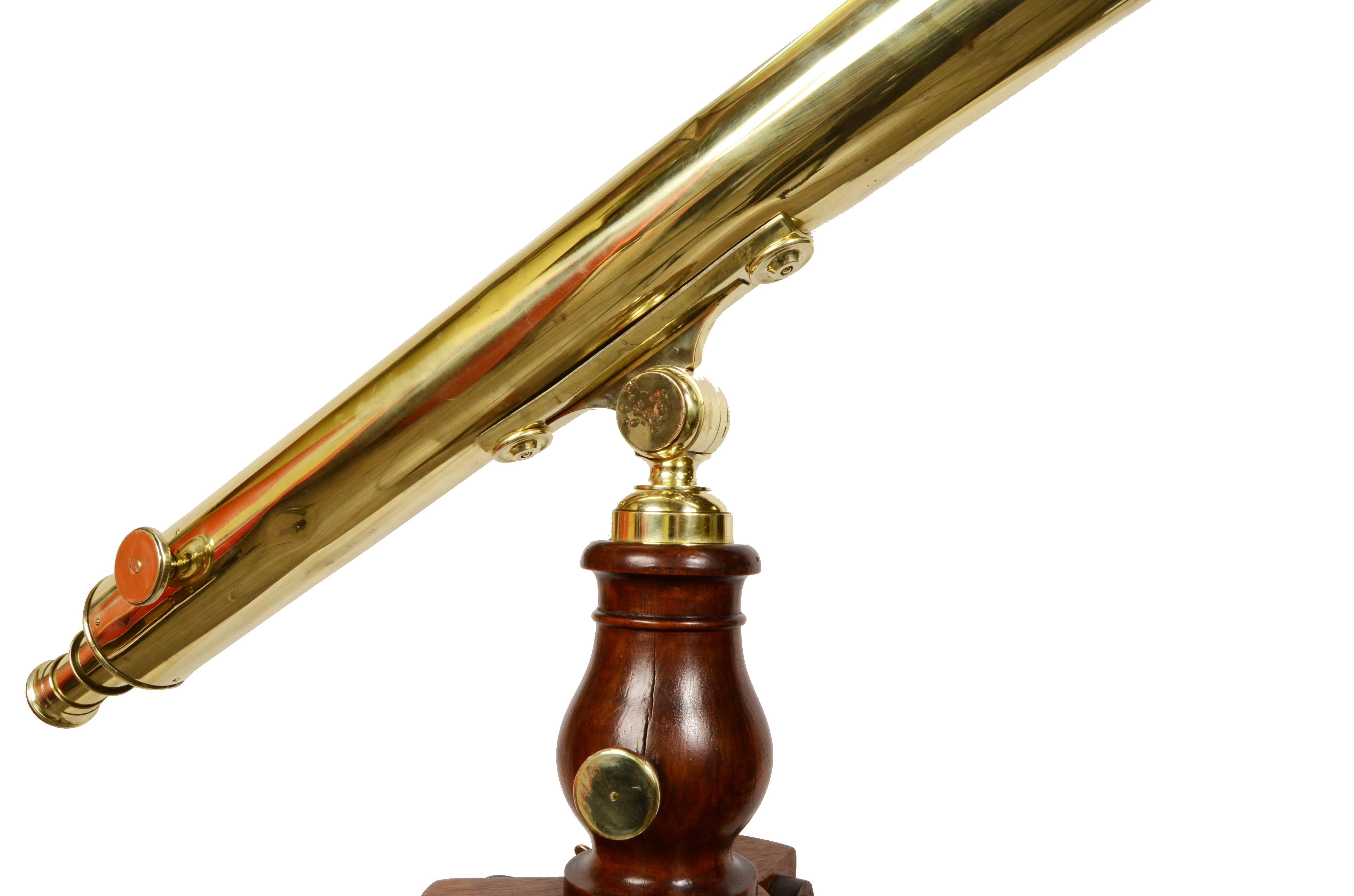 19th Century French Brass Astronomical Telescope Signed Gregoire Opticien Lyon 14