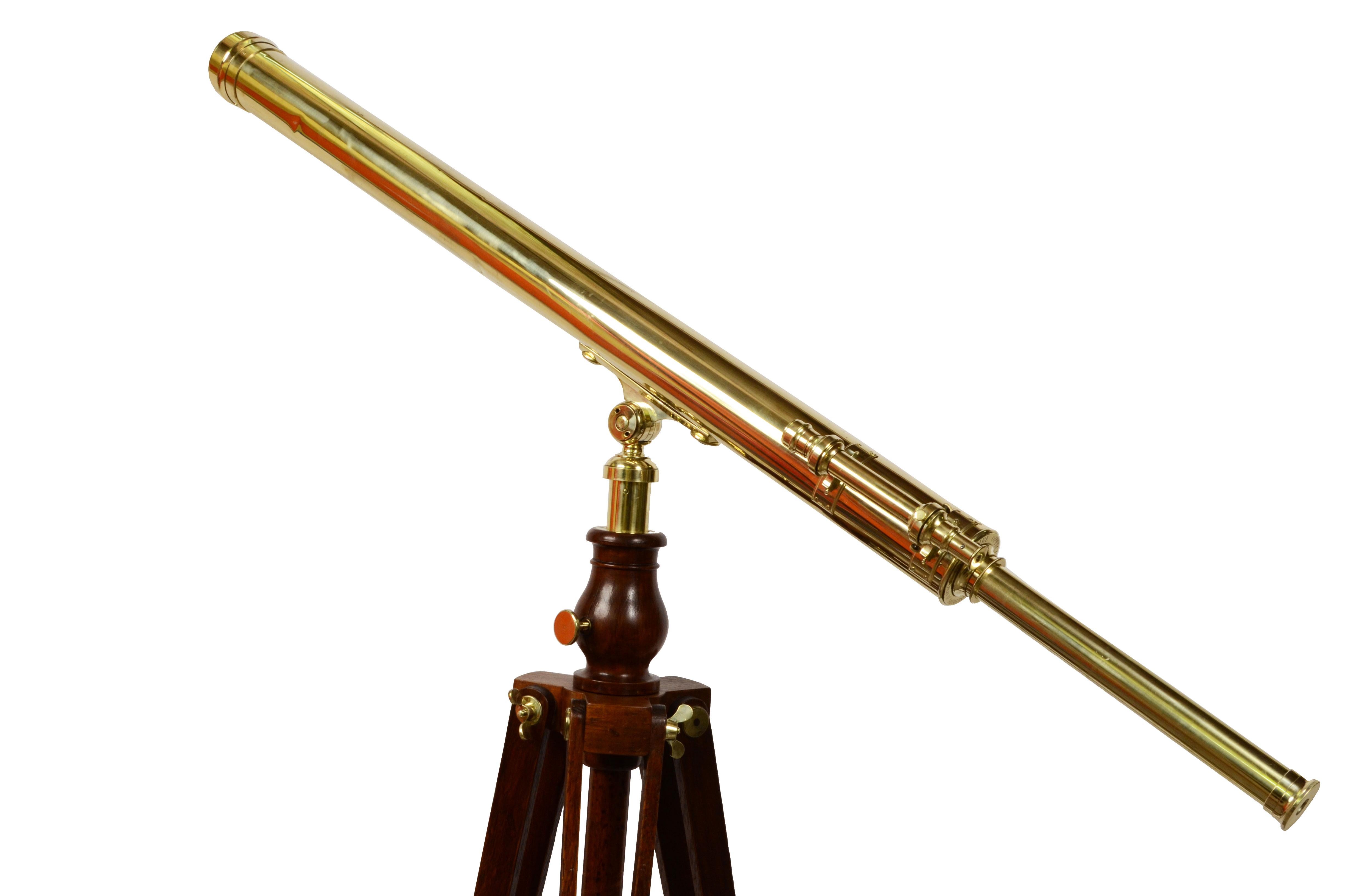 19th Century French Brass Astronomical Telescope Signed Gregoire Opticien Lyon In Good Condition In Milan, IT