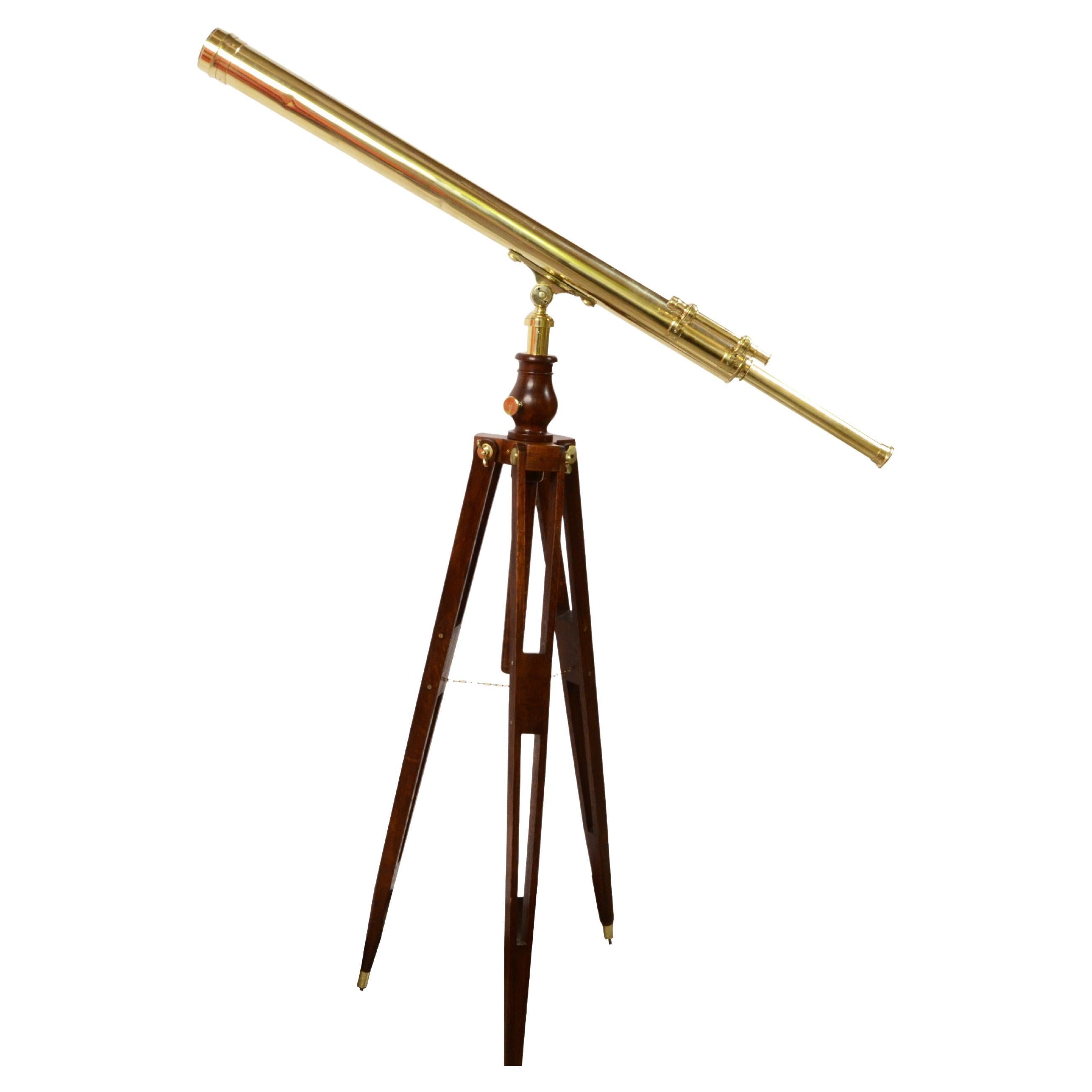 19th Century French Brass Astronomical Telescope Signed Gregoire Opticien Lyon