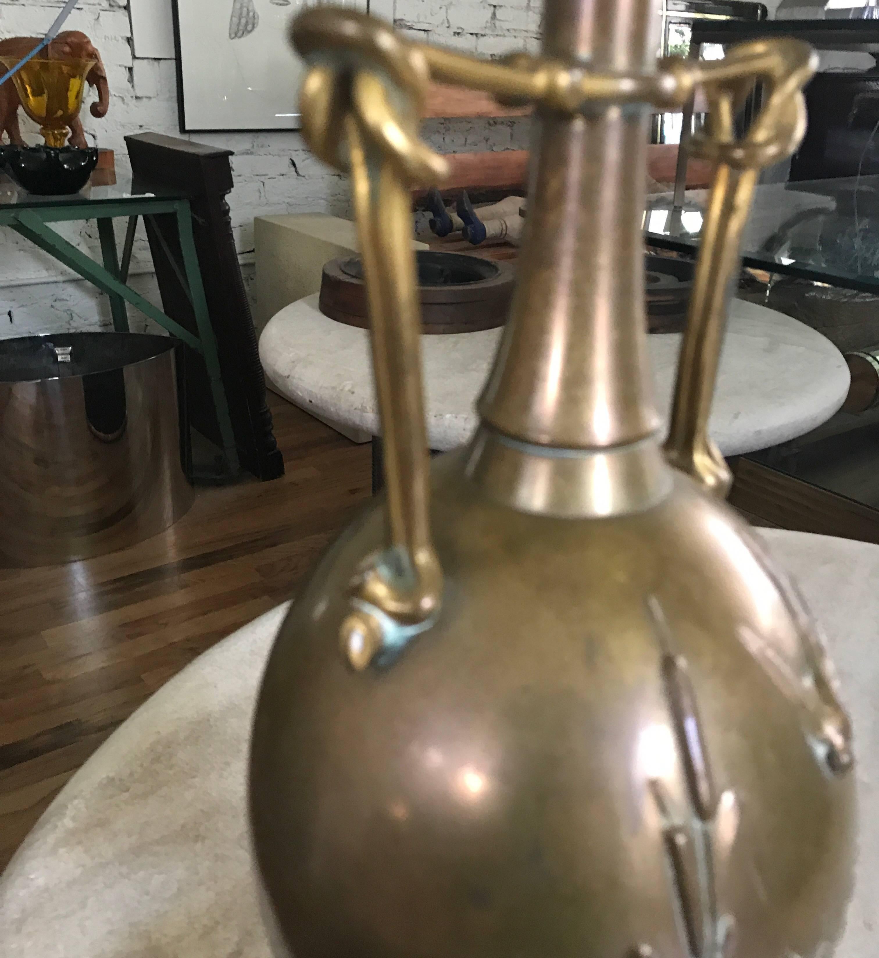  19th Century French Brass Barbedienne Lamp Designed by Henry Cahieux In Good Condition In Chicago, IL