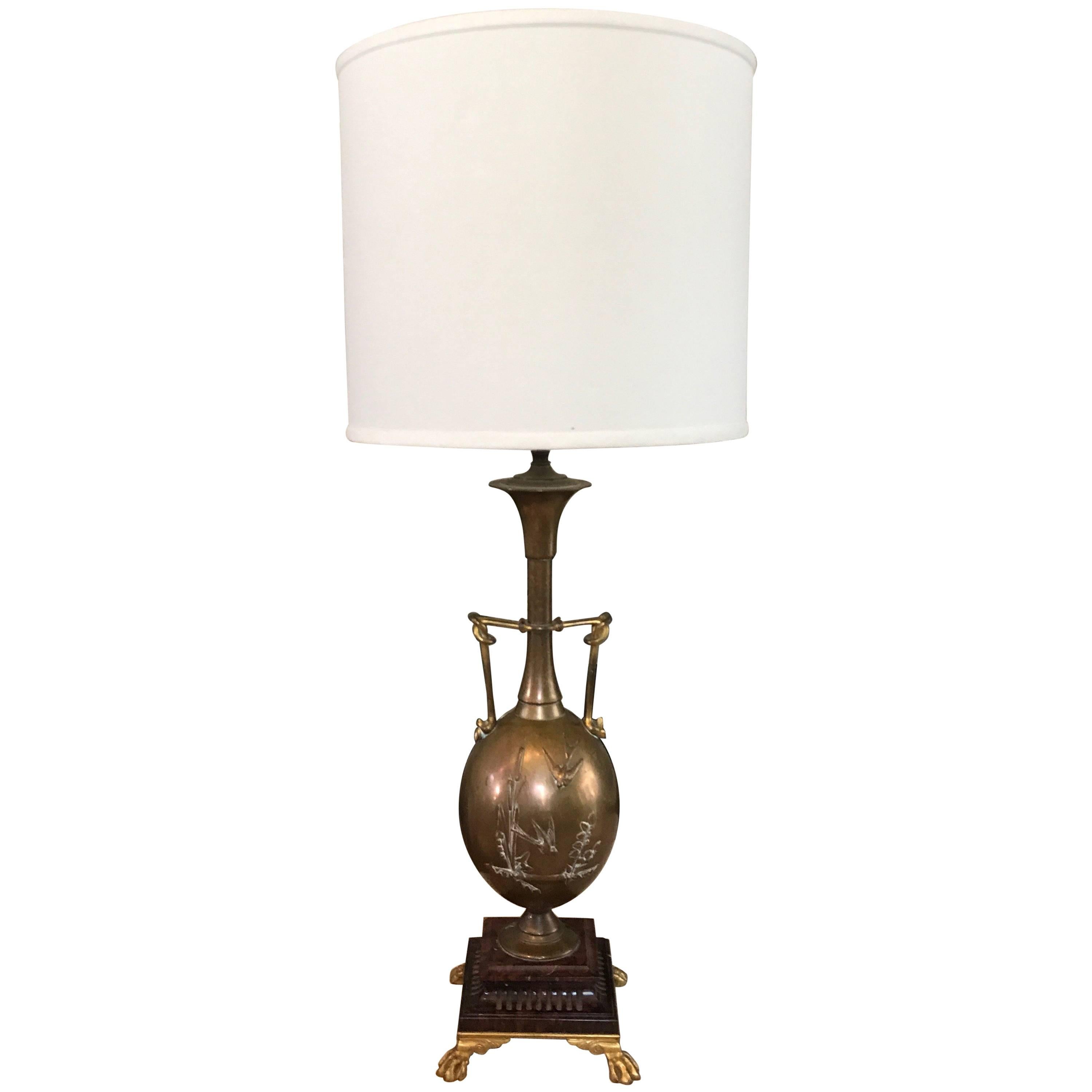  19th Century French Brass Barbedienne Lamp Designed by Henry Cahieux