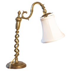 Antique 19th Century French Brass Barley Twist Lamp Circa 1870