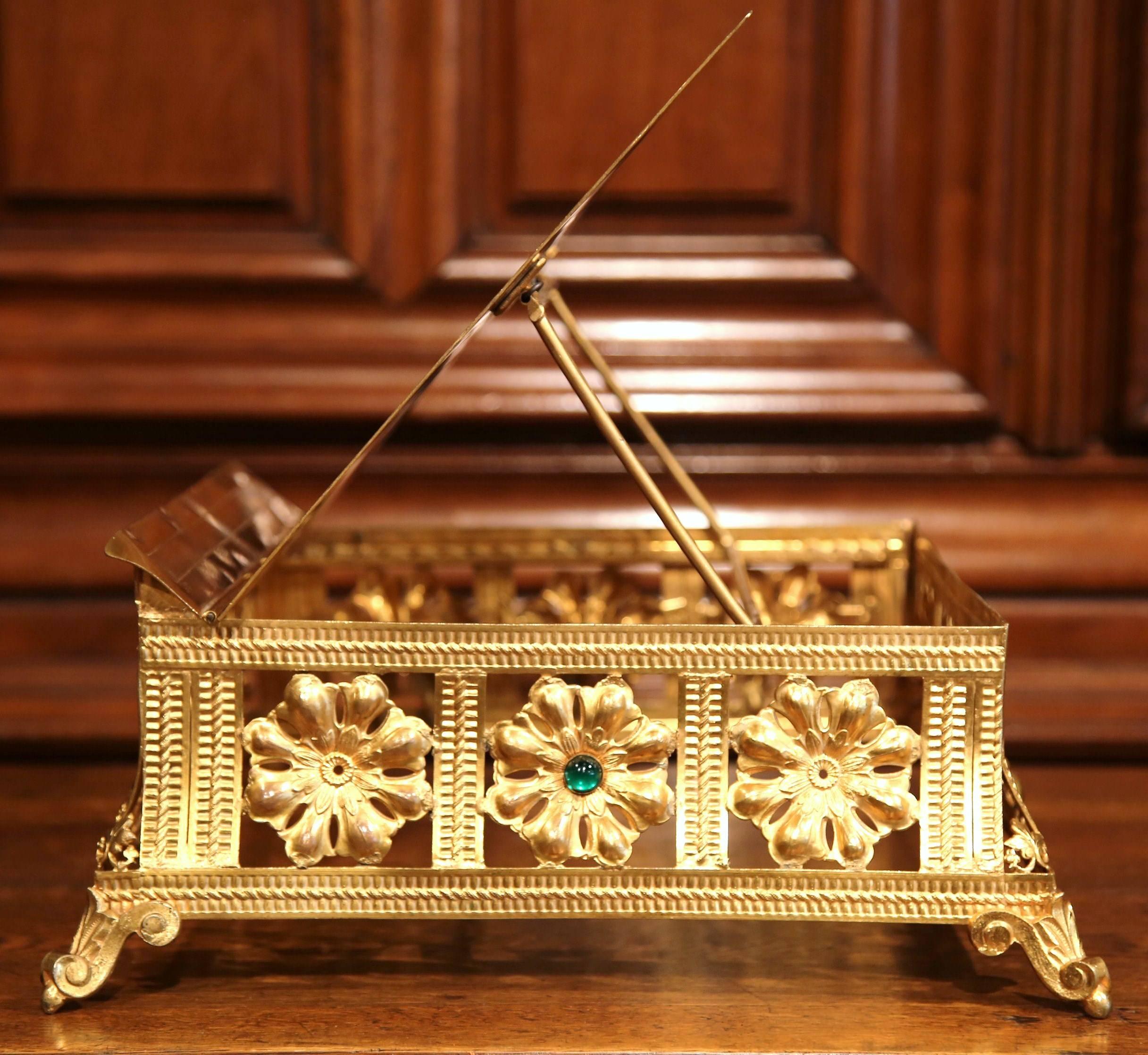 19th Century French Brass Bible Stand with Champlevé Medallions and Gilt Finish 2