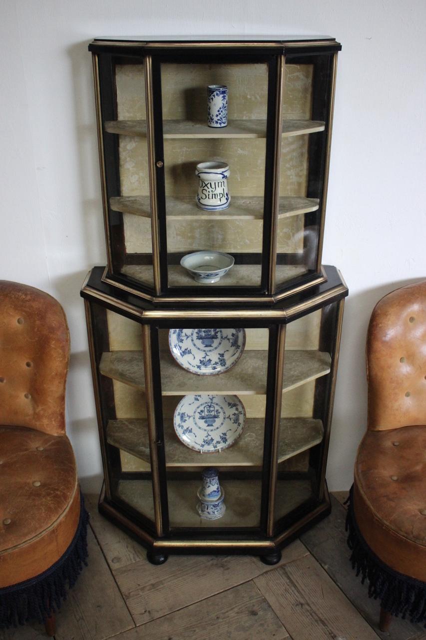 19th Century French Brass Bound Ebonised Display Cabinet For Sale 3