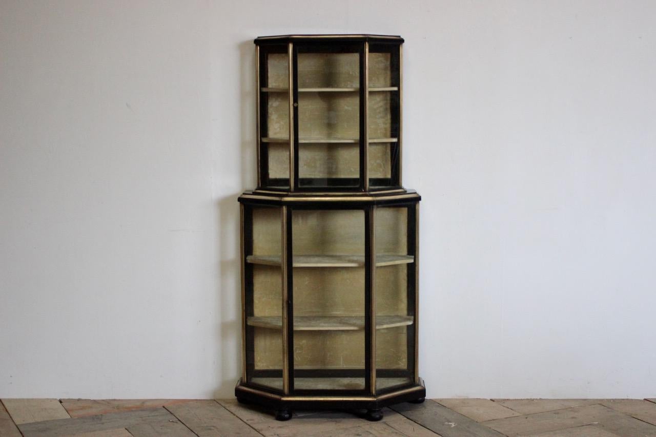 19th Century French Brass Bound Ebonised Display Cabinet For Sale 4
