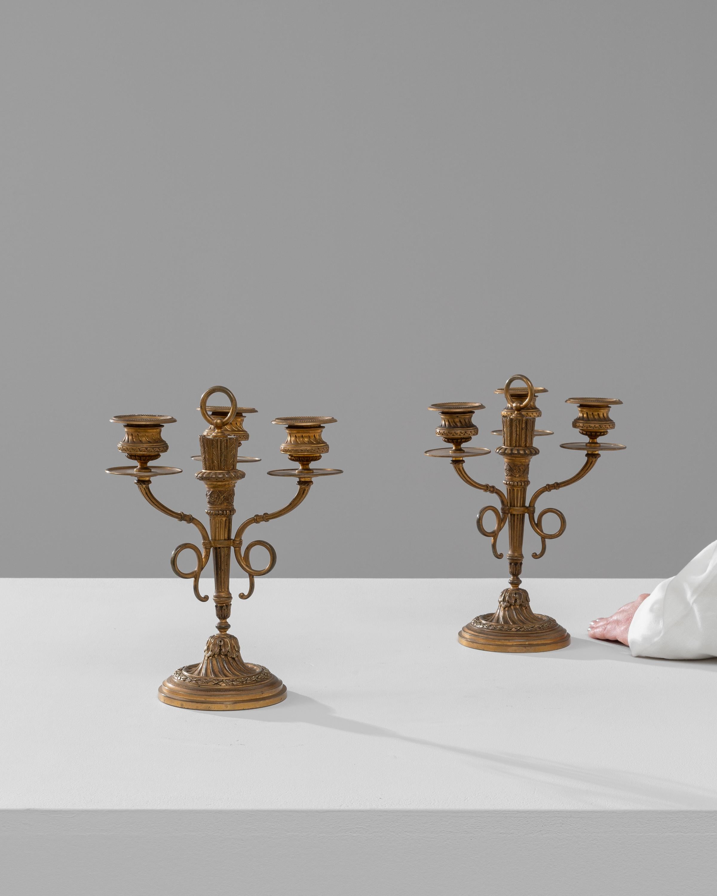 19th Century French Brass Candle Holders, a Pair For Sale 7