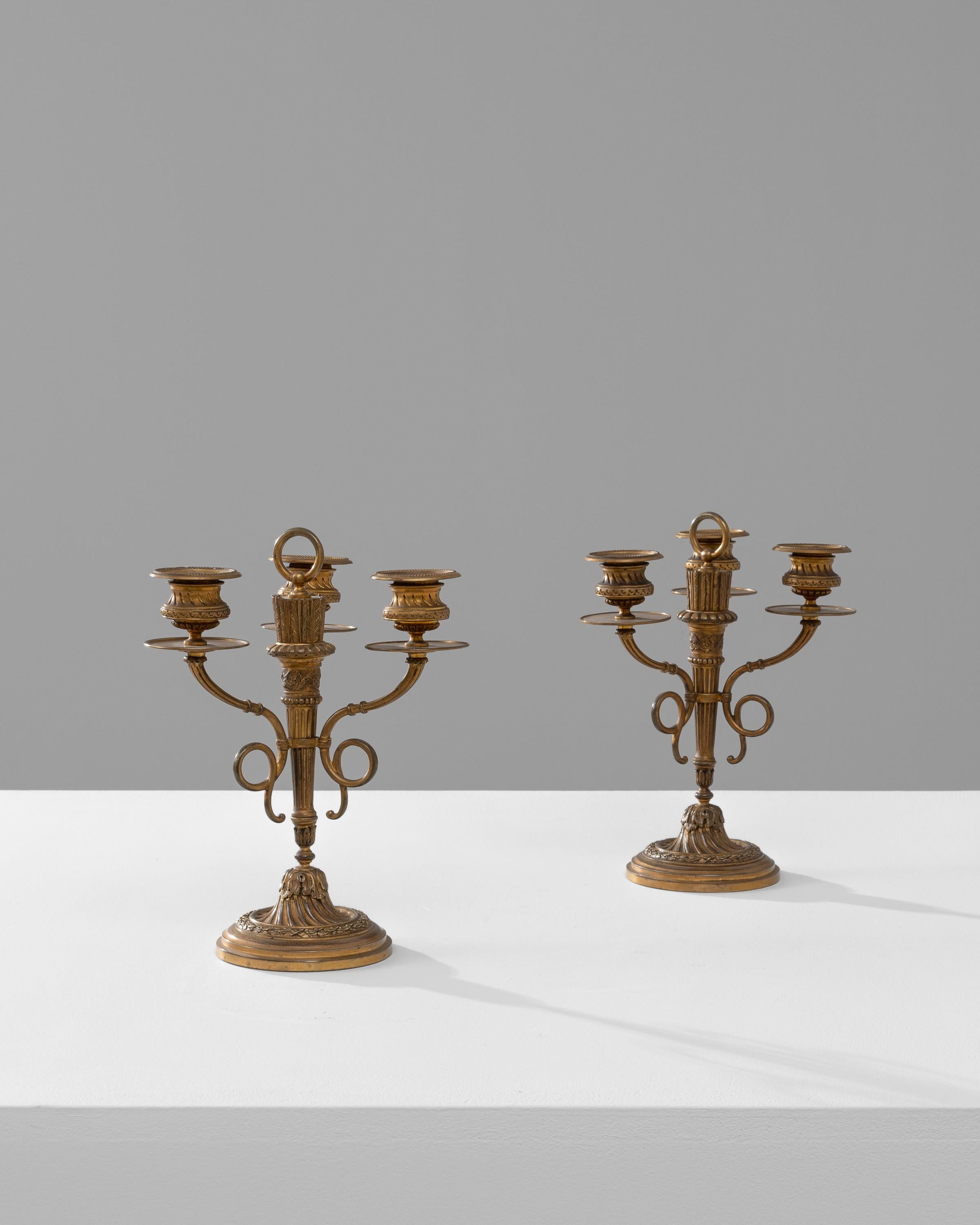 19th Century French Brass Candle Holders, a Pair For Sale 8