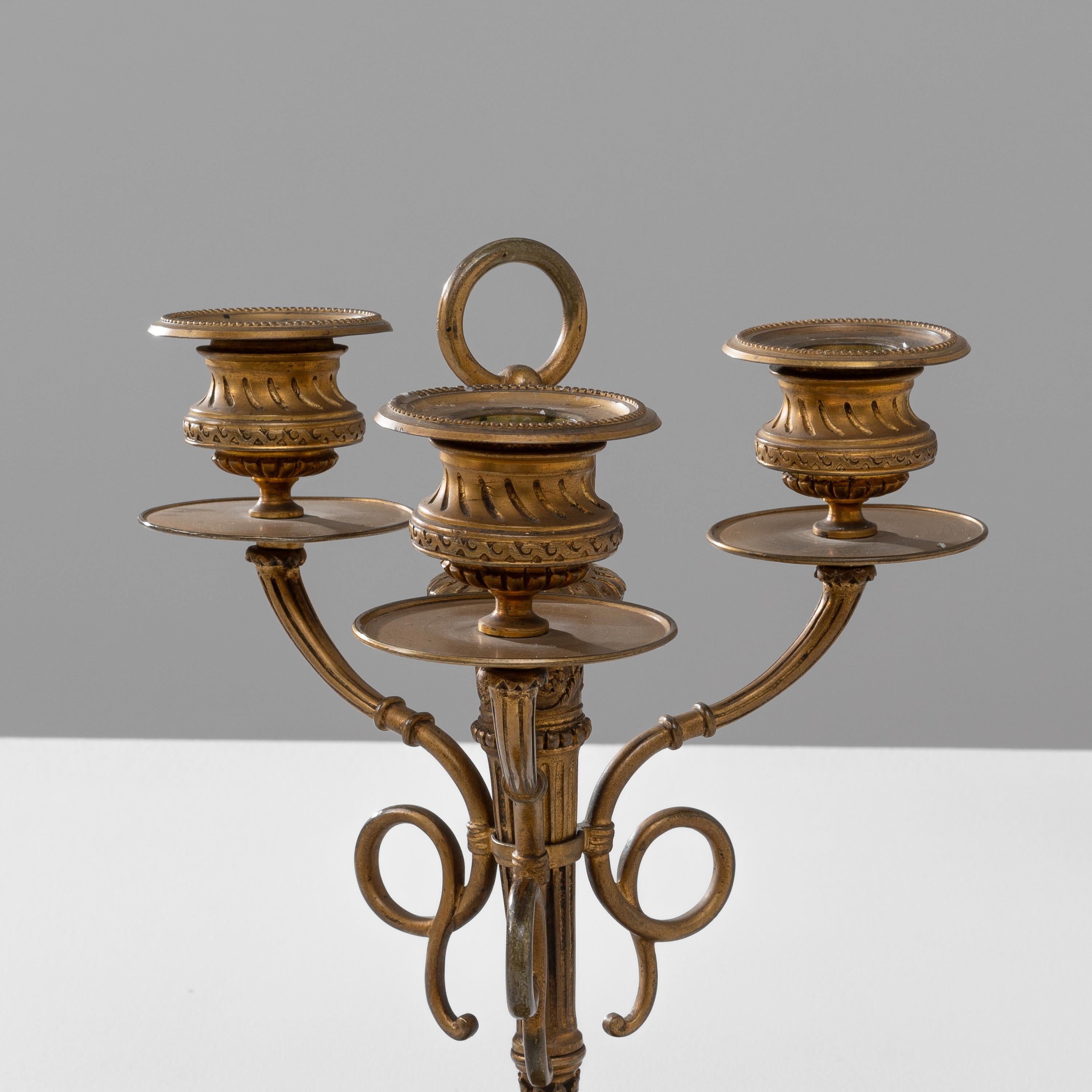 19th Century French Brass Candle Holders, a Pair For Sale 9