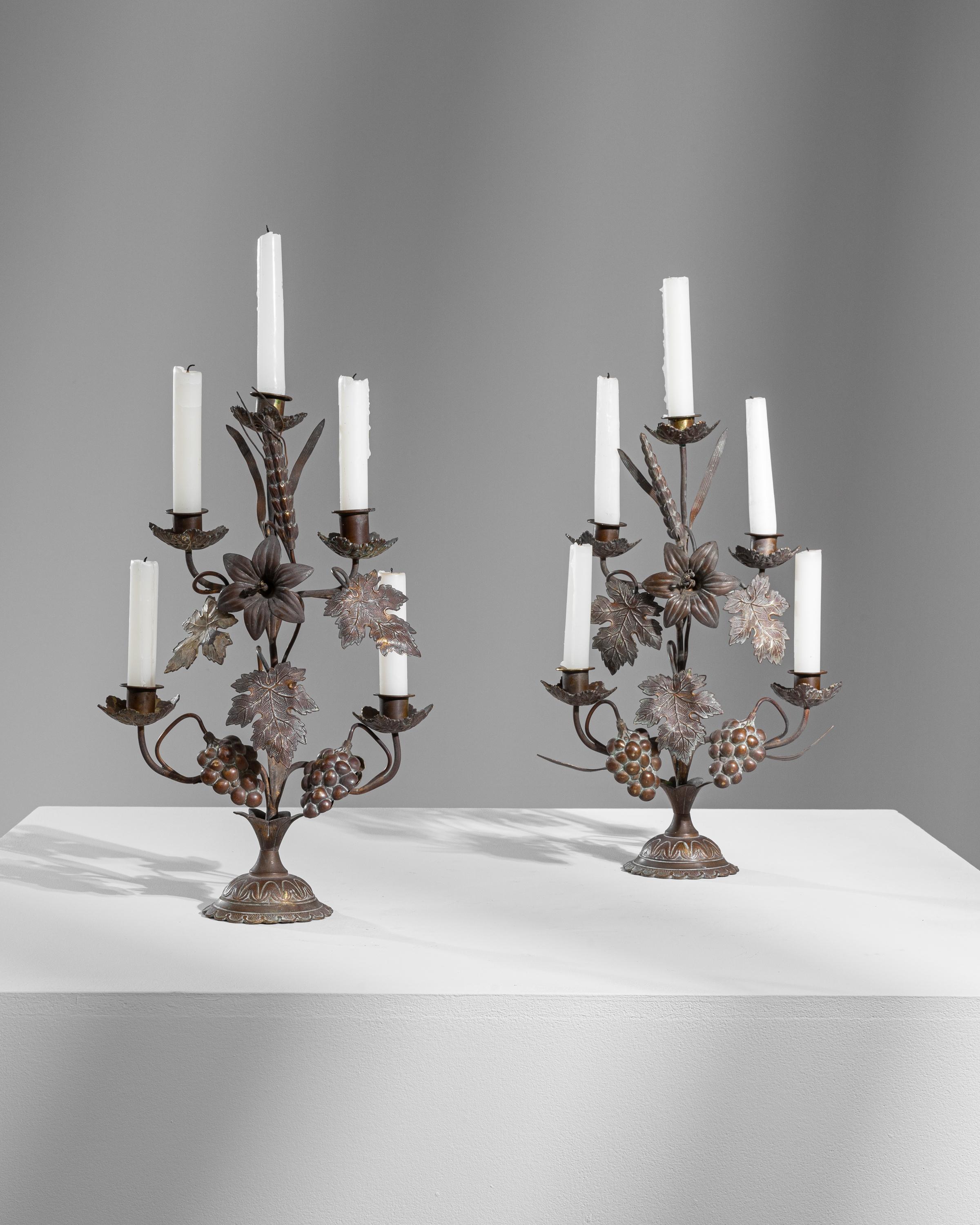 19th Century French Brass Candle Holders, a Pair In Good Condition For Sale In High Point, NC