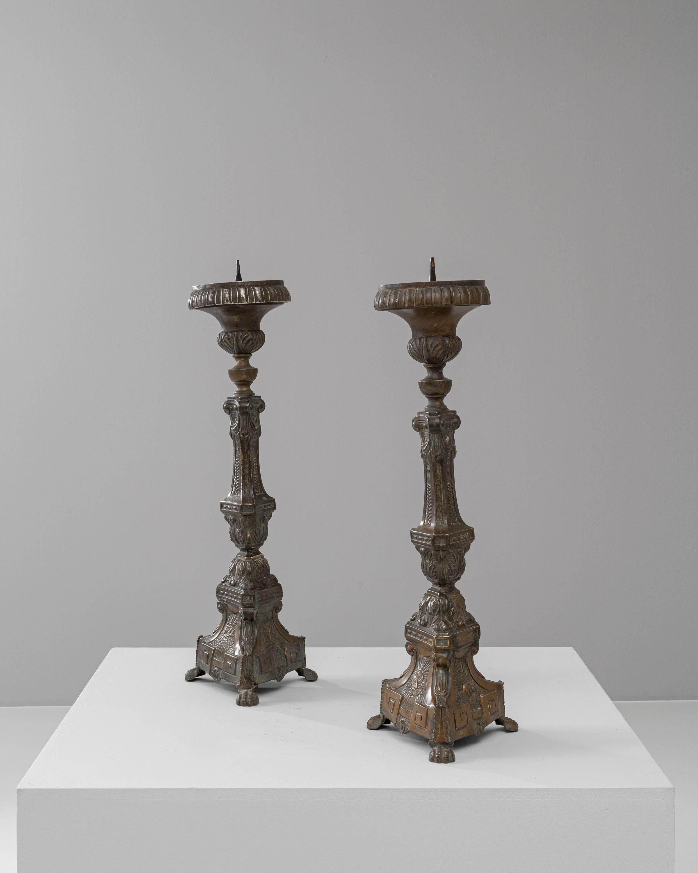 19th Century French Brass Candle Holders, a Pair 1