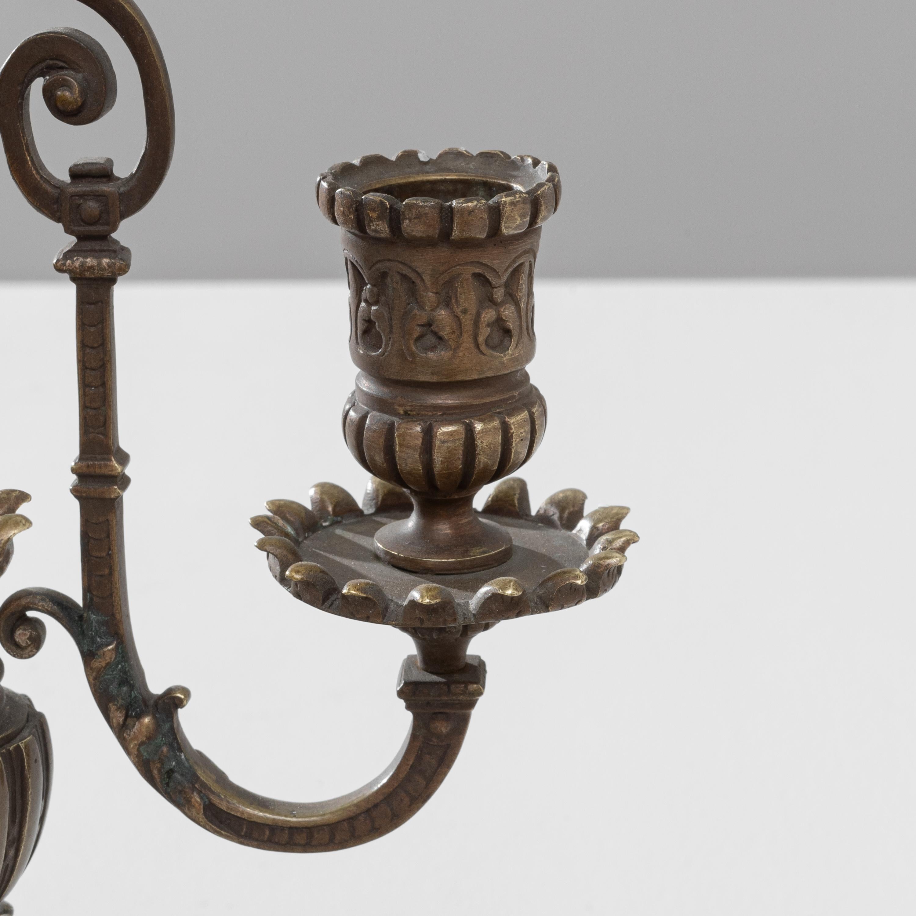 19th Century French Brass Candle Holders, a Pair For Sale 1