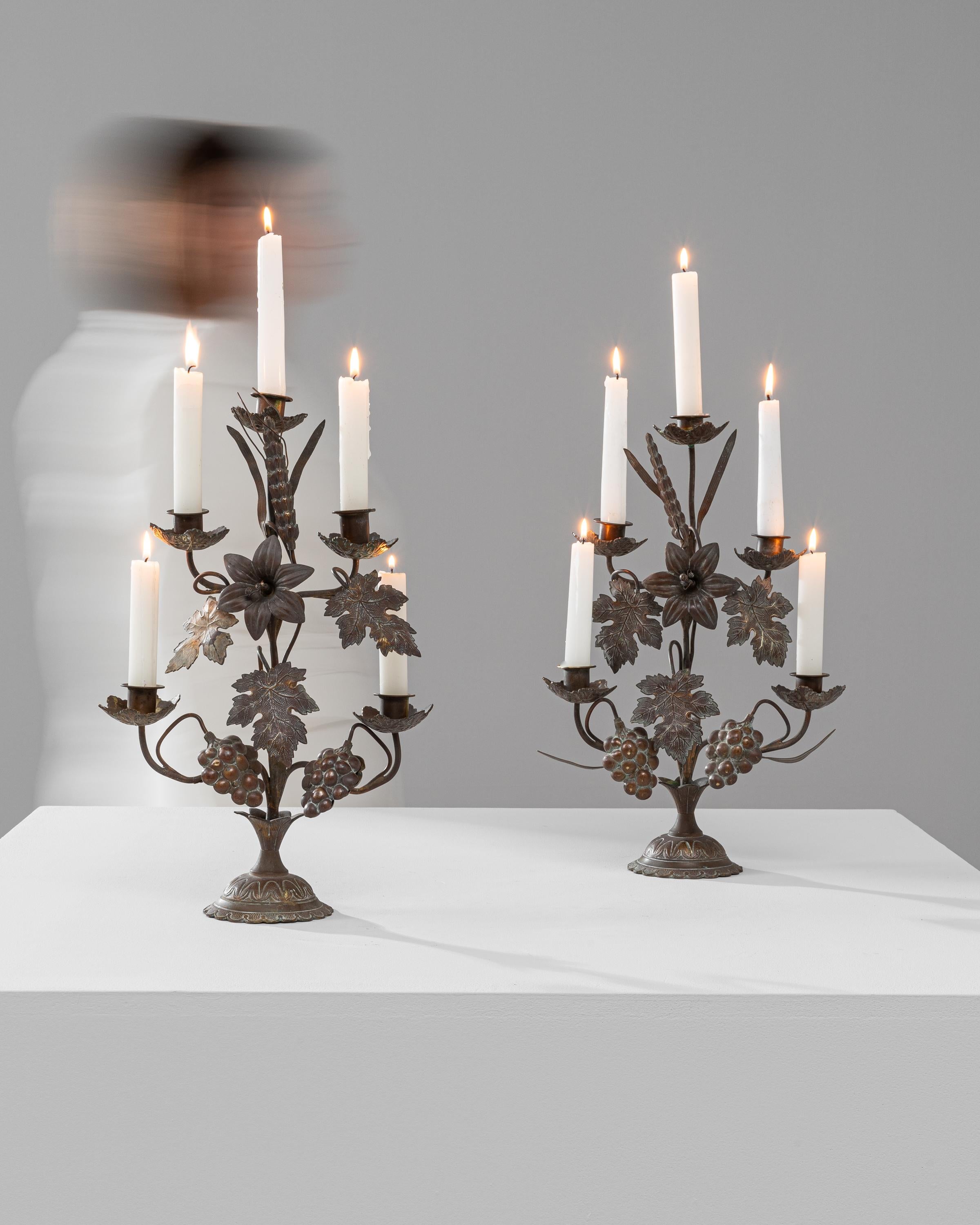 19th Century French Brass Candle Holders, a Pair 2