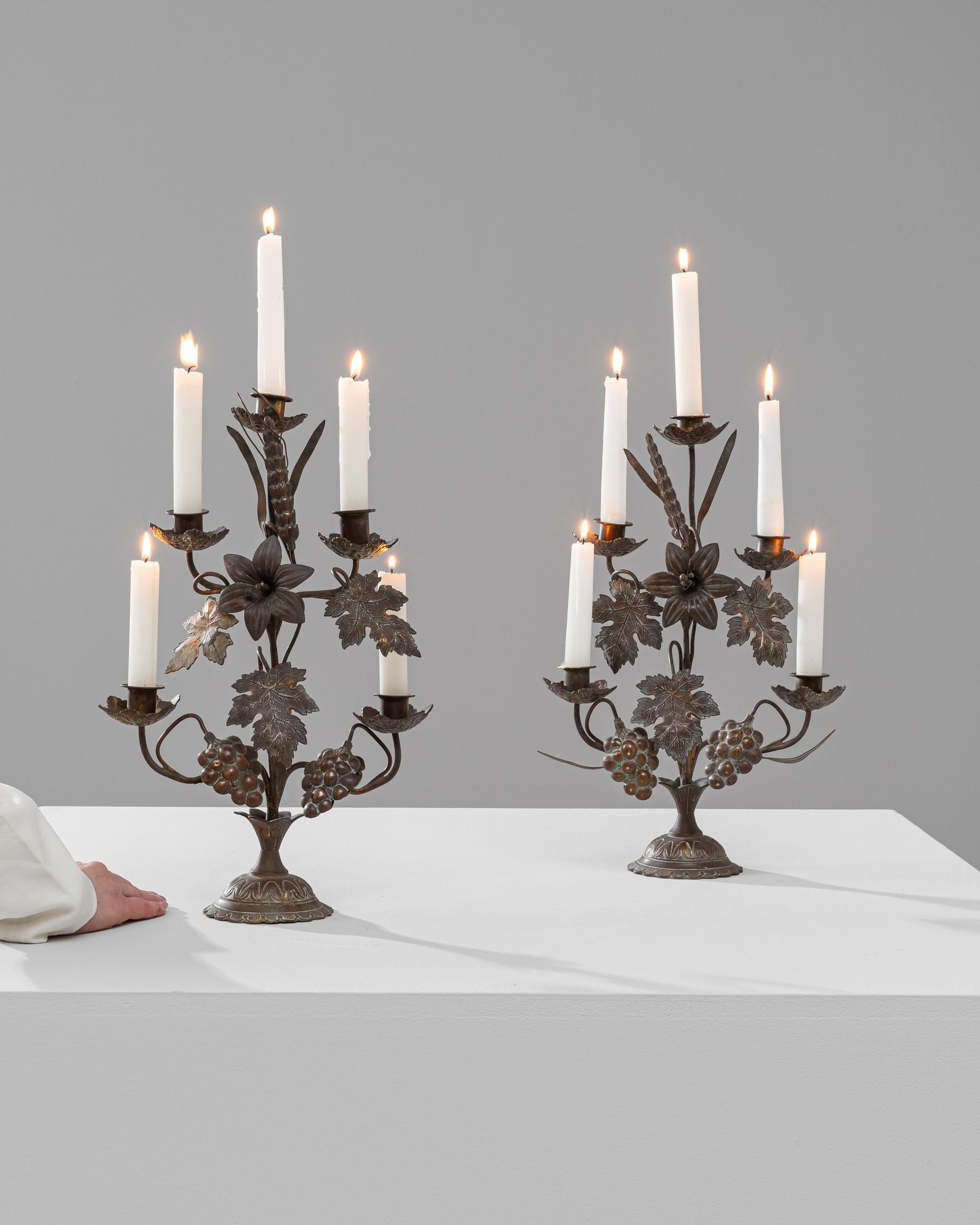 19th Century French Brass Candle Holders, a Pair 3