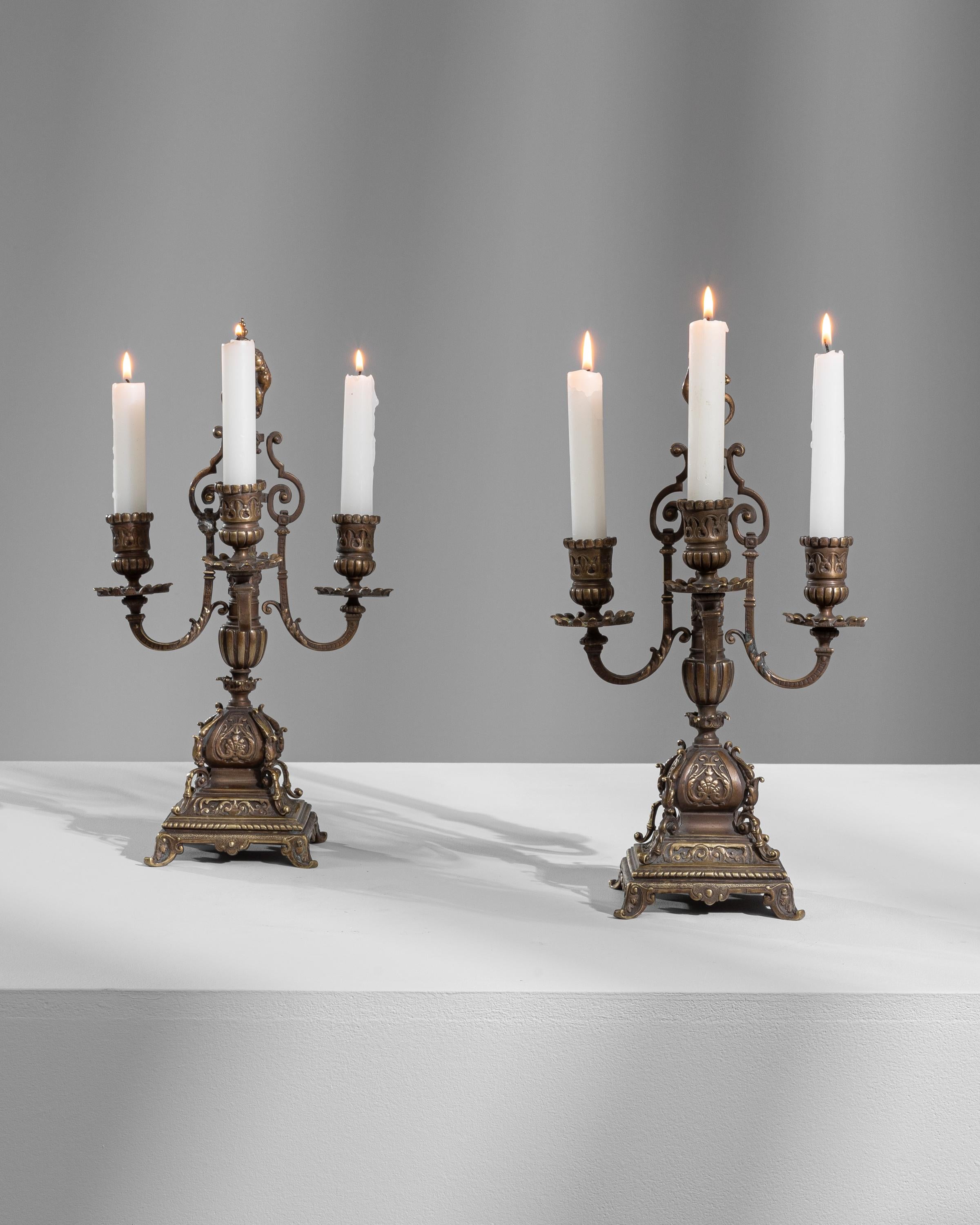 19th Century French Brass Candle Holders, a Pair For Sale 3