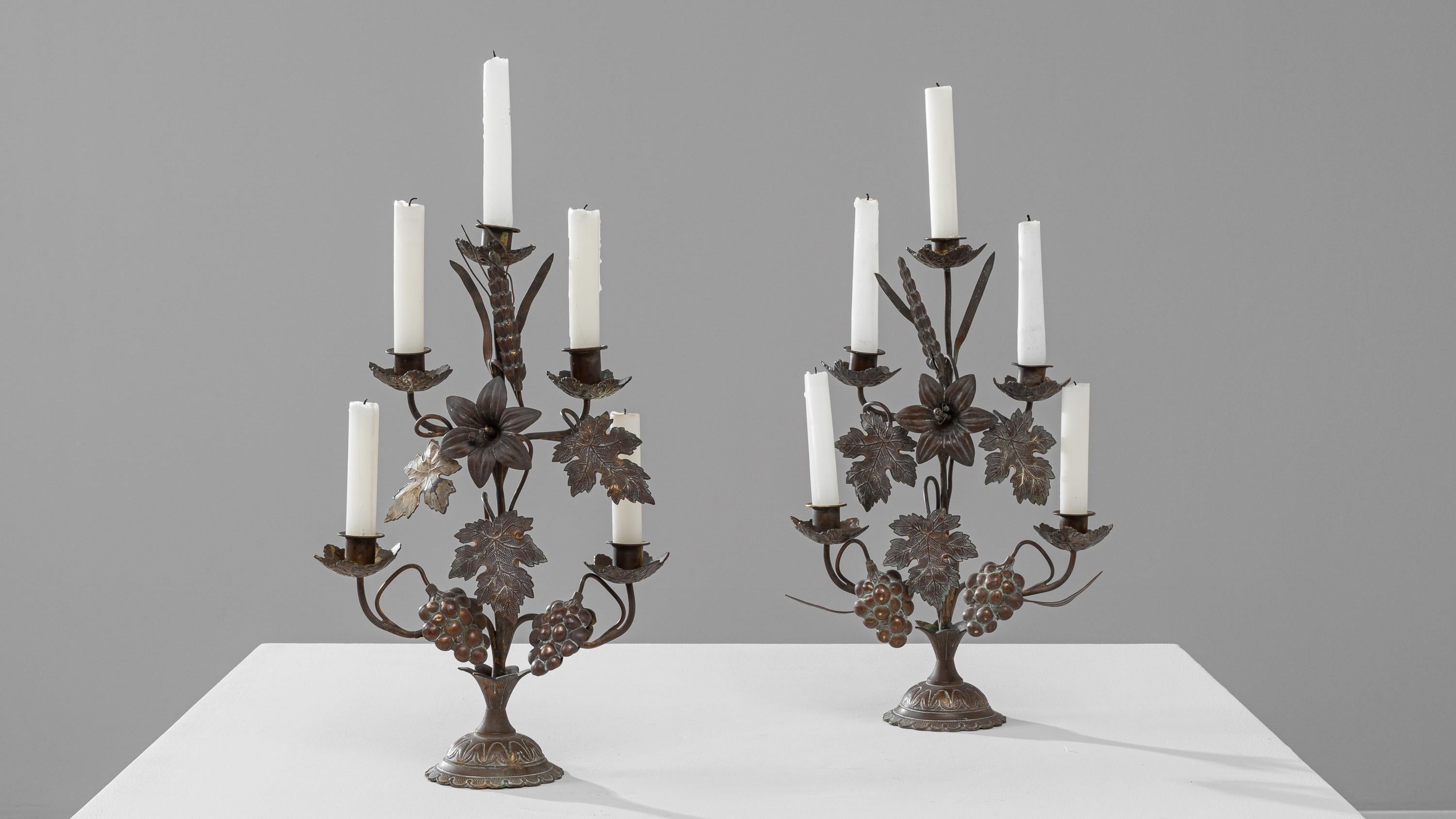 19th Century French Brass Candle Holders, a Pair 4