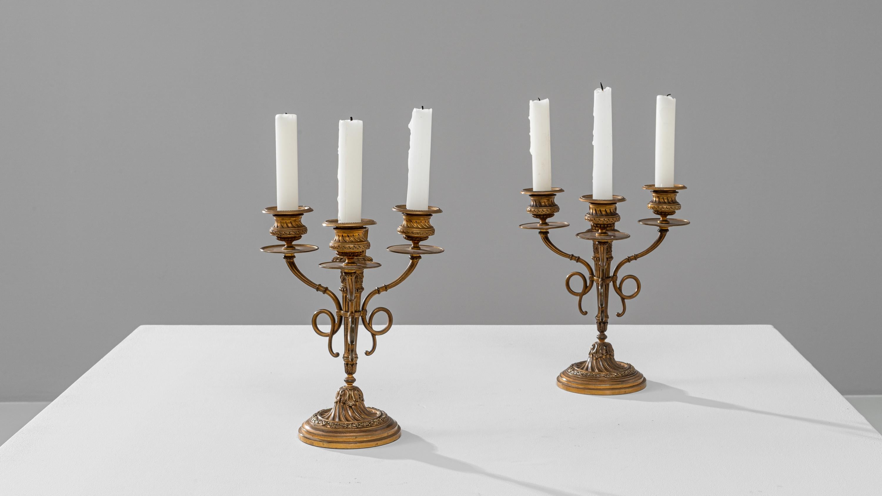 19th Century French Brass Candle Holders, a Pair For Sale 5