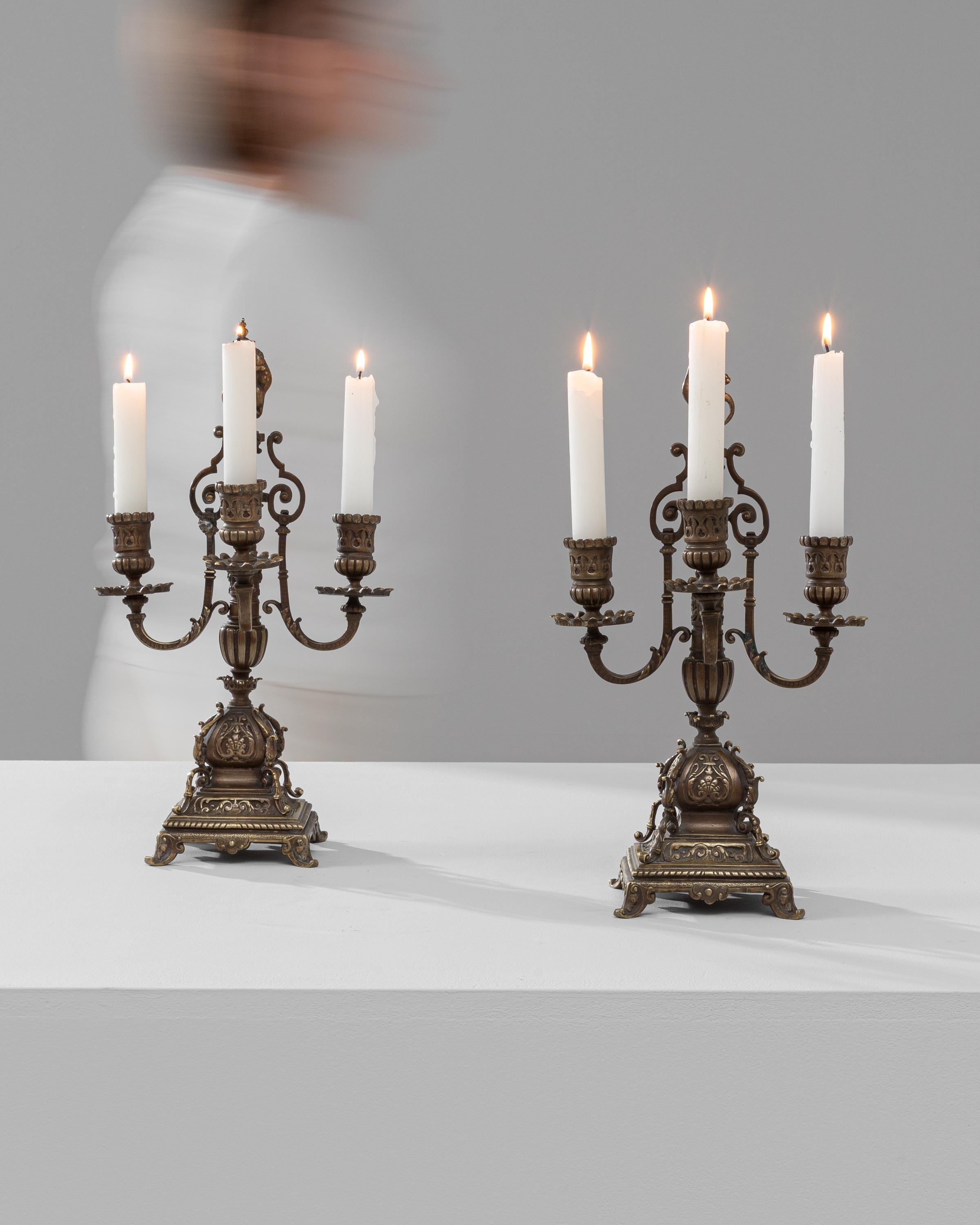 19th Century French Brass Candle Holders, a Pair For Sale 5