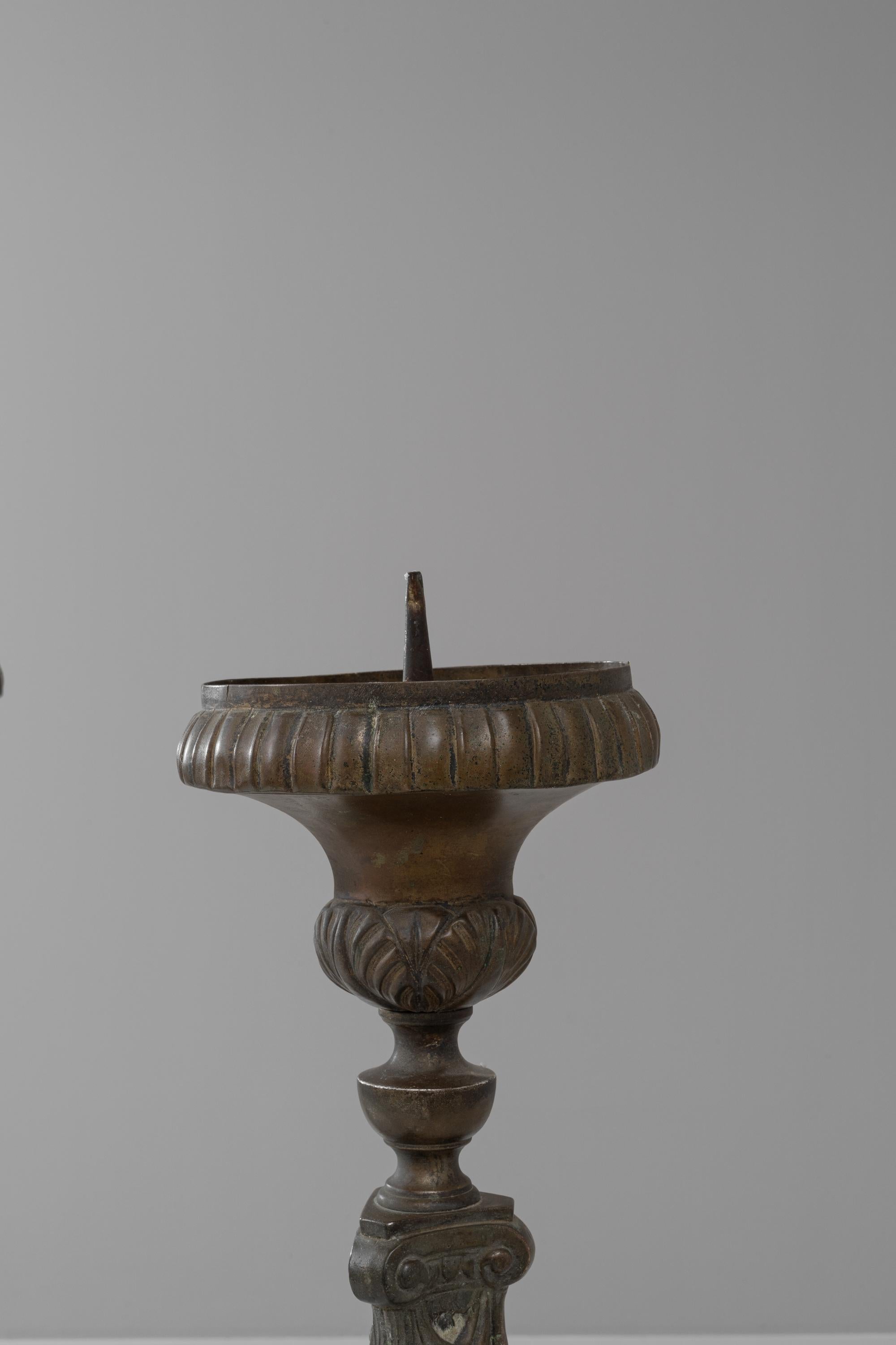 19th Century French Brass Candle Holders, a Pair 6