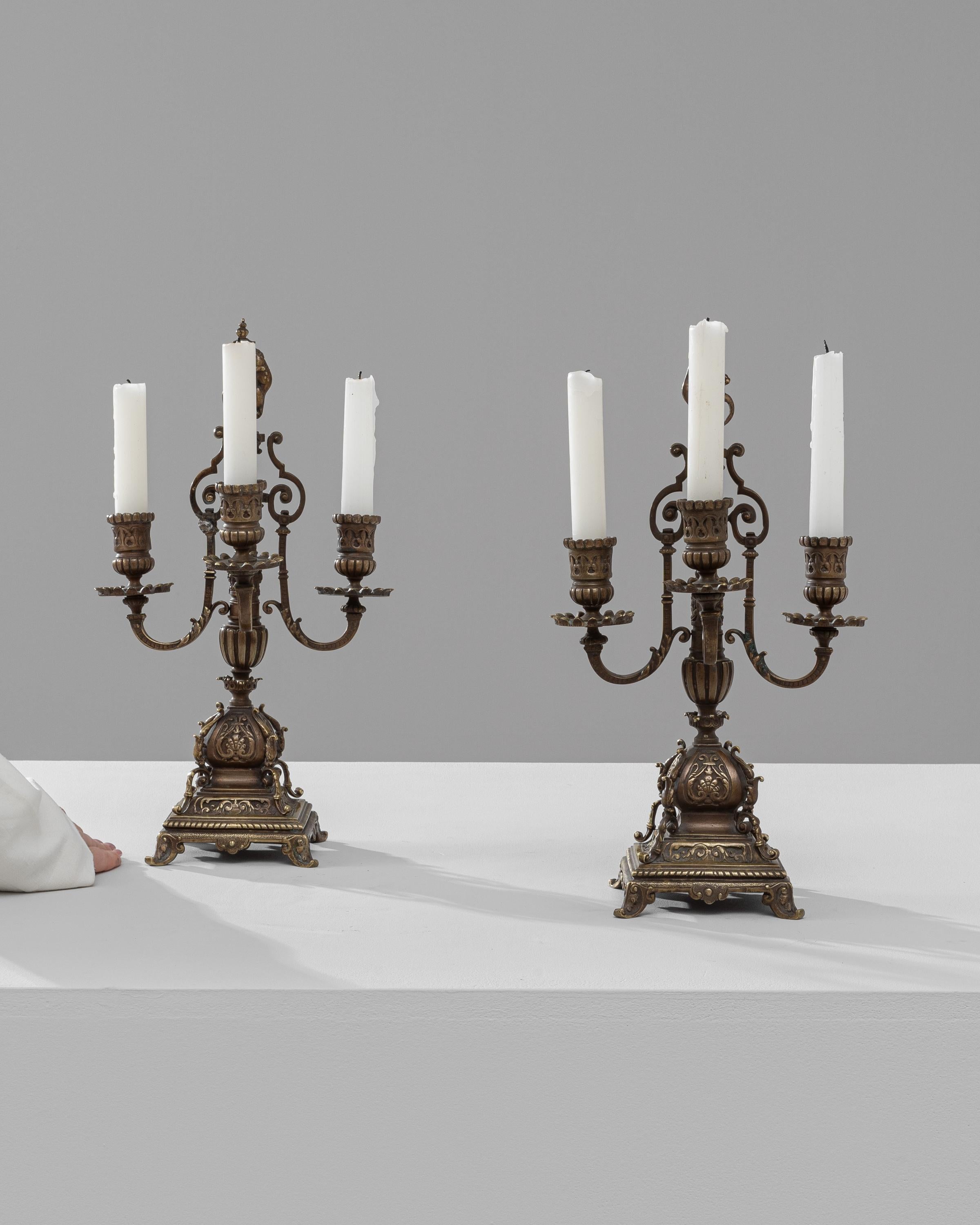 19th Century French Brass Candle Holders, a Pair For Sale 6
