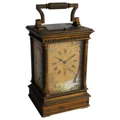 19th Century French Brass Carriage Clock with Roman Numerals