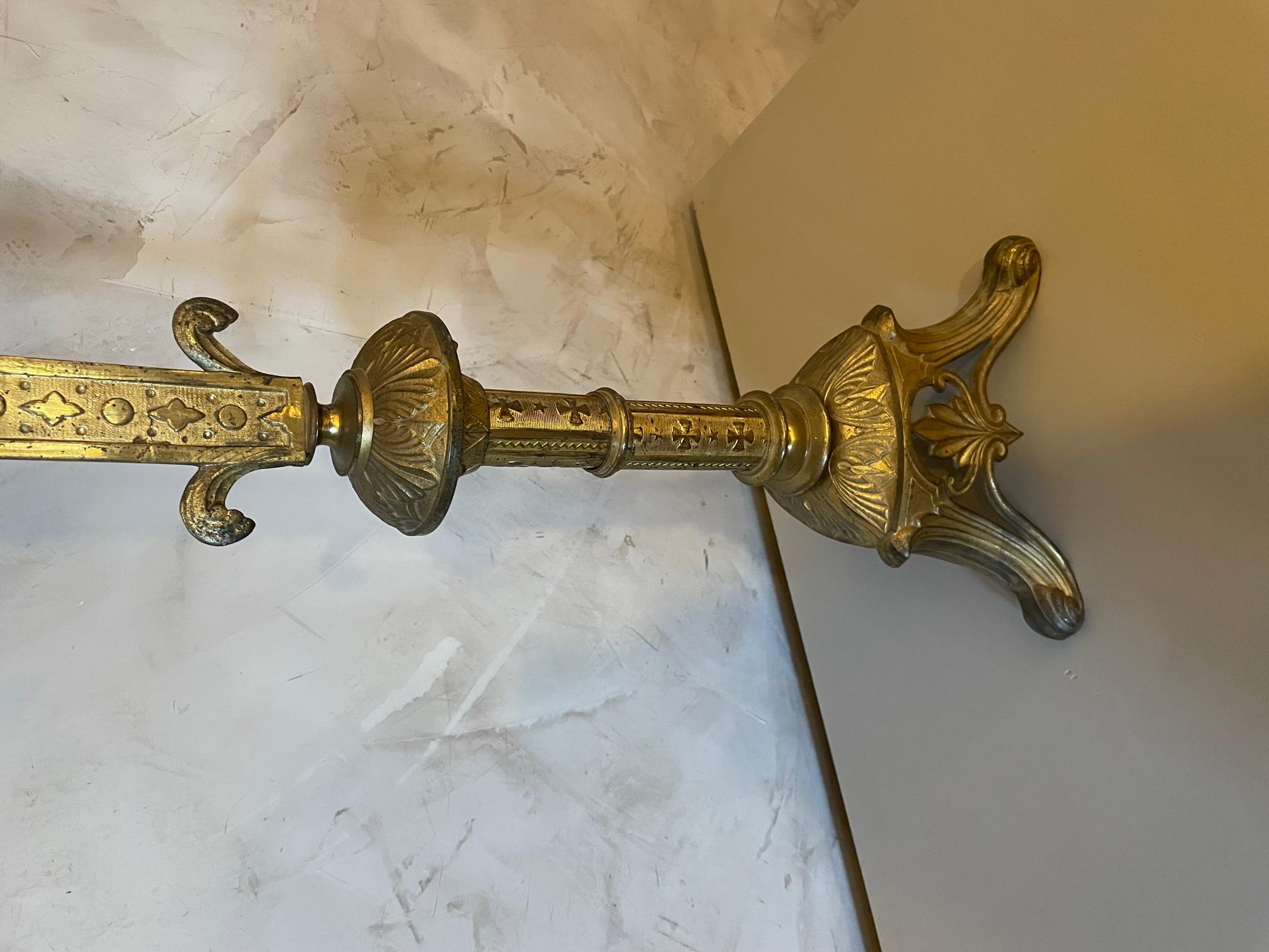 Gilt 19th Century French Brass Christ Cross, 1880s For Sale
