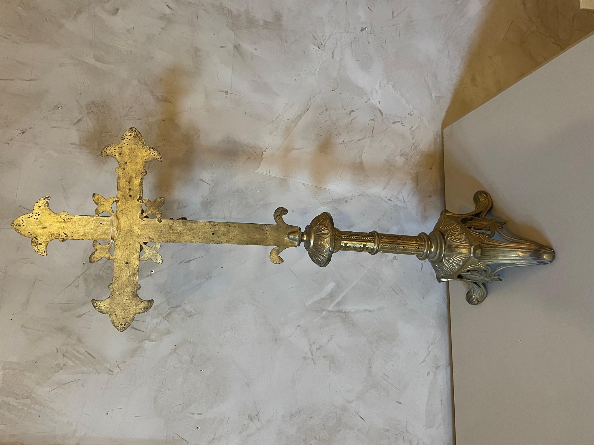 19th Century French Brass Christ Cross, 1880s For Sale 2
