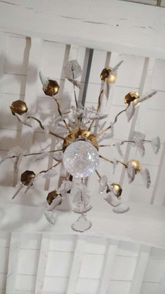 19th Century French Brass Crystal Chandelier