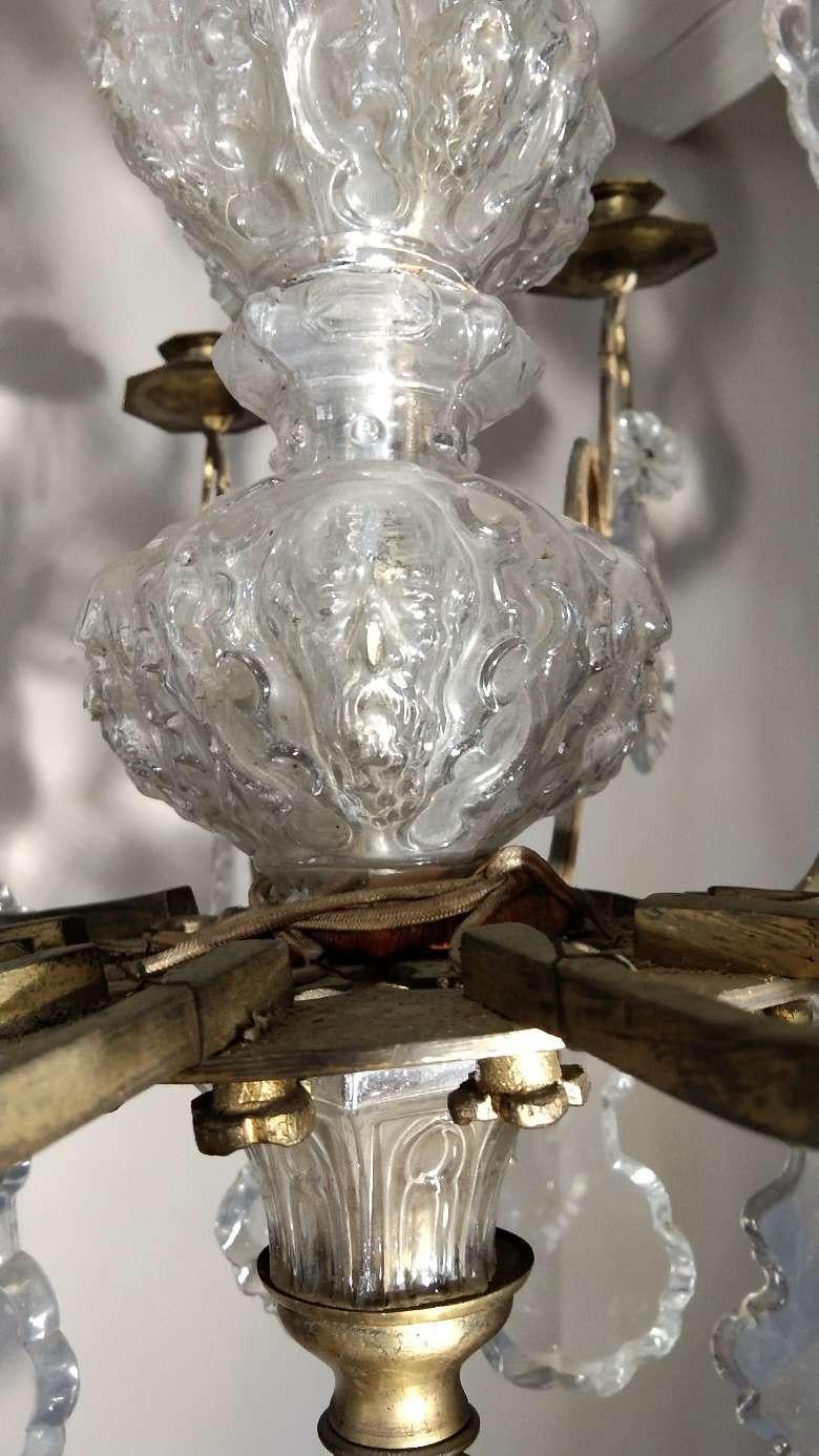 Louis XV 19th Century French Brass Crystal Chandelier For Sale